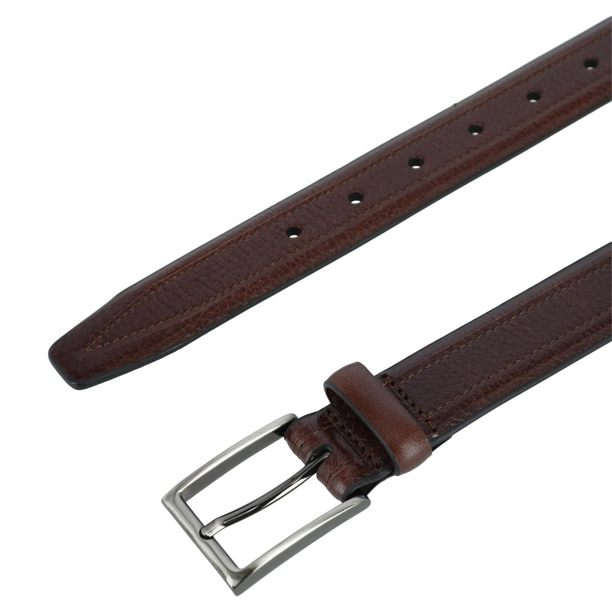 Trafalgar Men's Stitch Detail Leather Belt - Brown