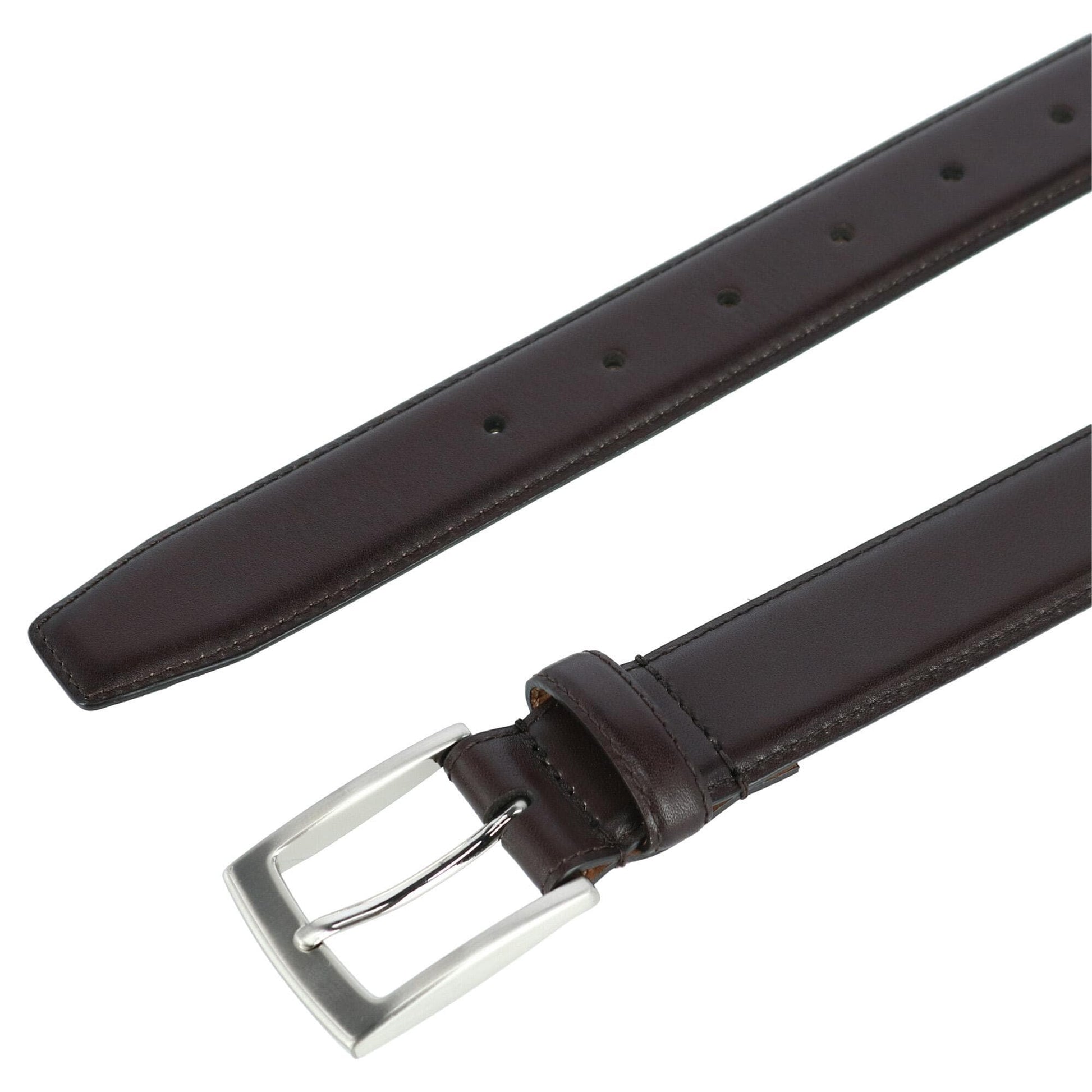 Trafalgar Men's Stitched Feather Edge Belt - Brown
