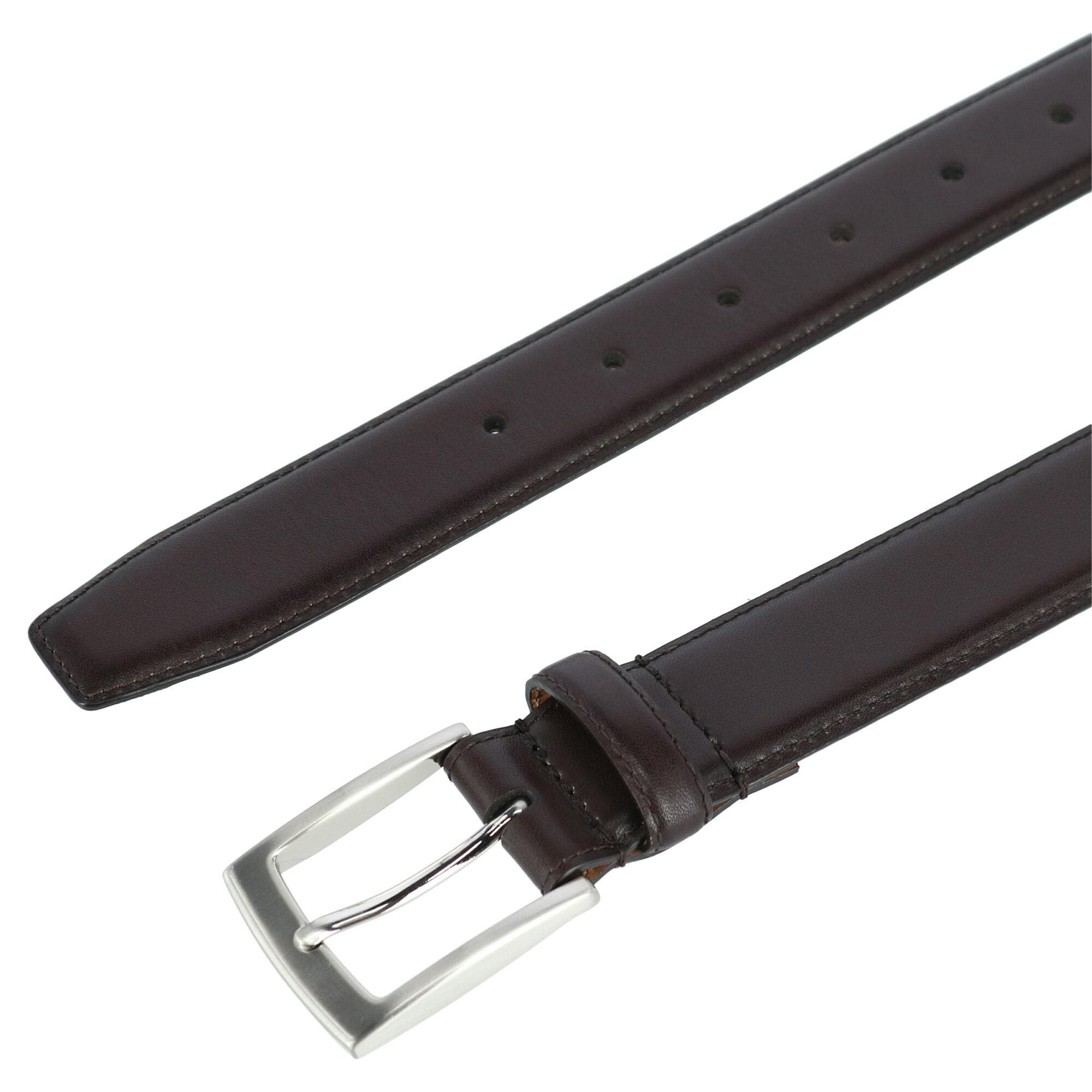 Trafalgar Men's Stitched Feather Edge Belt - Brown