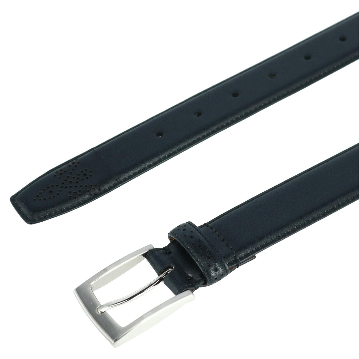 Trafalgar Men's Perforated Touch Leather Belt - Black