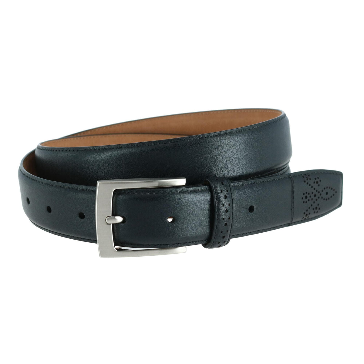 Trafalgar Men's Perforated Touch Leather Belt - Men's Perforated Touch Leather Belt