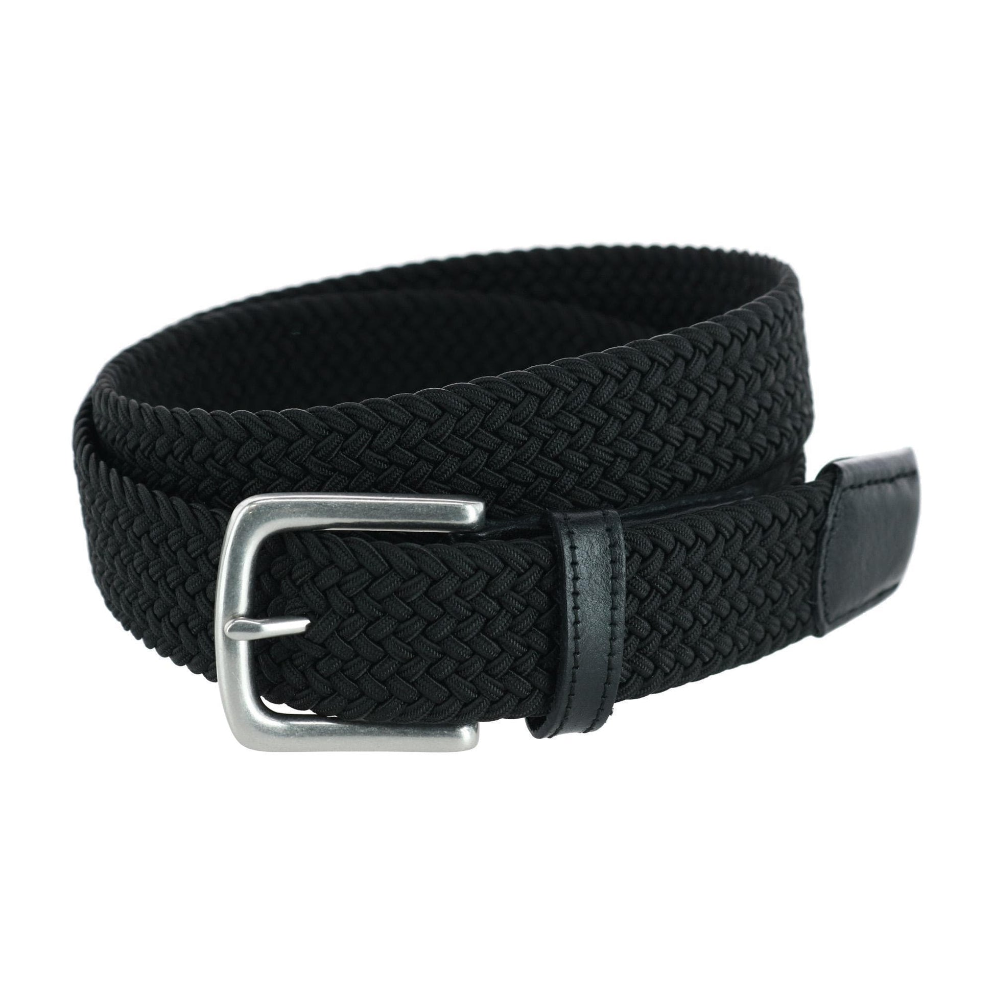 Trafalgar Men's Riverside Big and Tall Solid Stretch Weave Belt