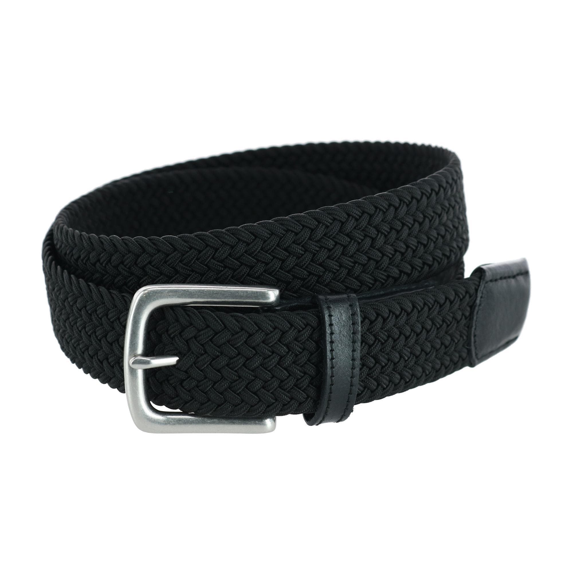 Trafalgar Men's Riverside Big and Tall Solid Stretch Weave Belt