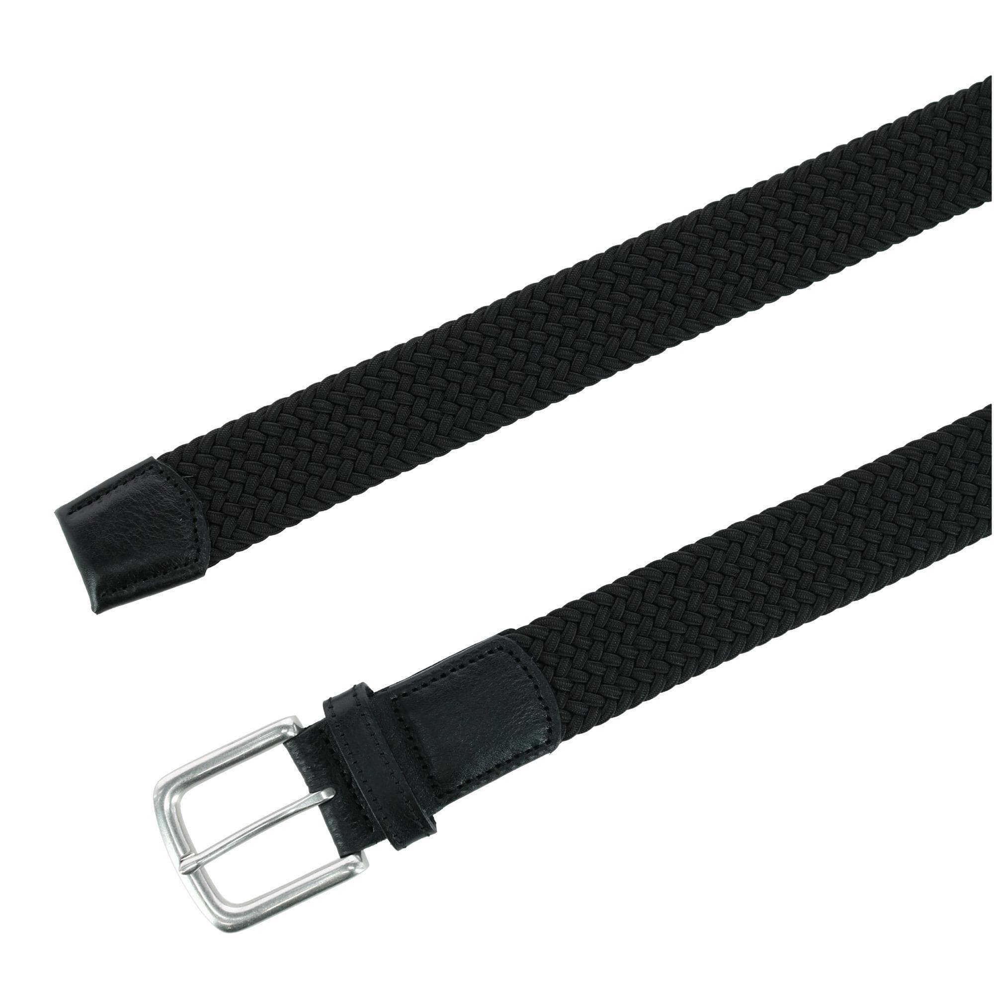 Trafalgar Men's Riverside Big and Tall Solid Stretch Weave Belt - Black