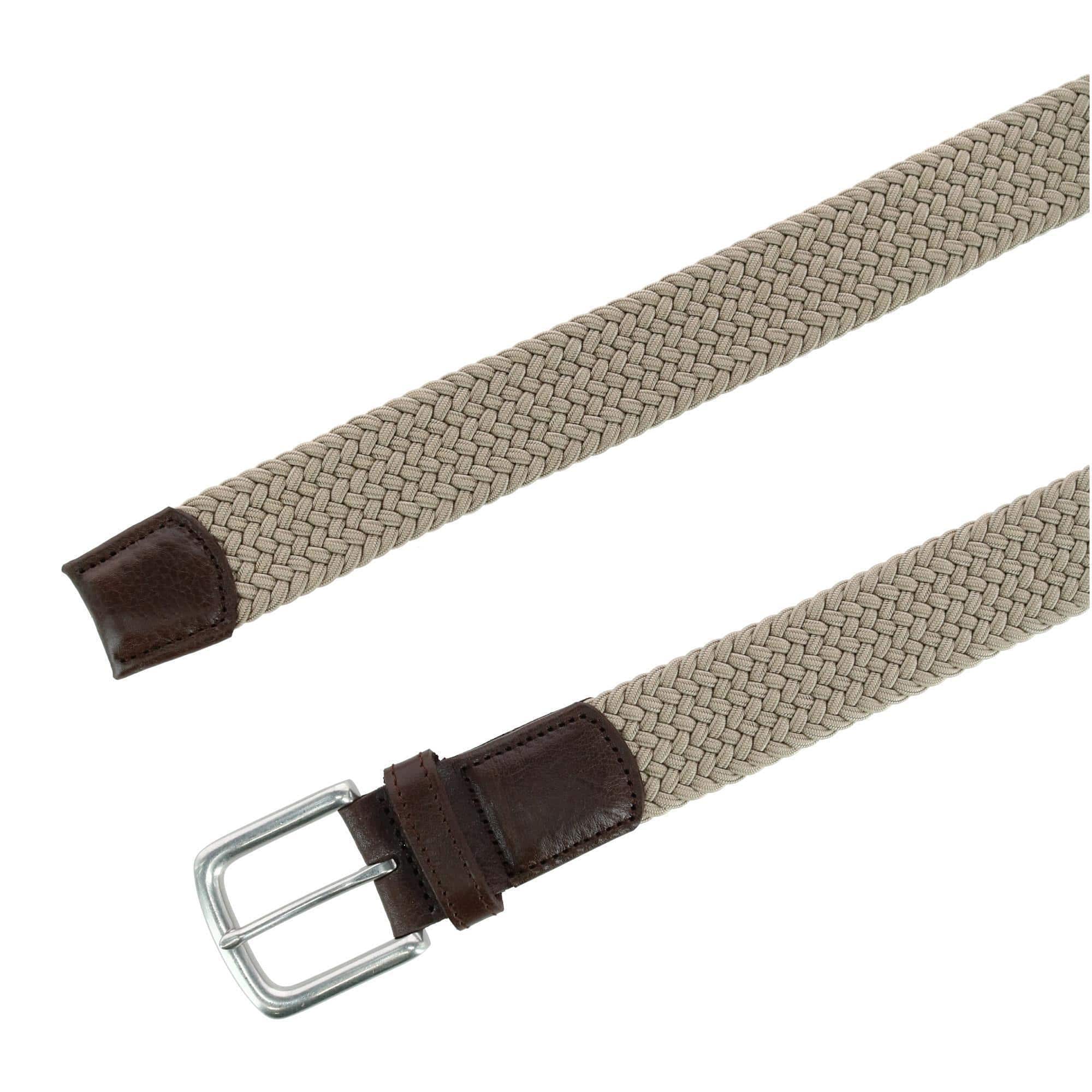 Trafalgar Men's Riverside Big and Tall Solid Stretch Weave Belt - Khaki