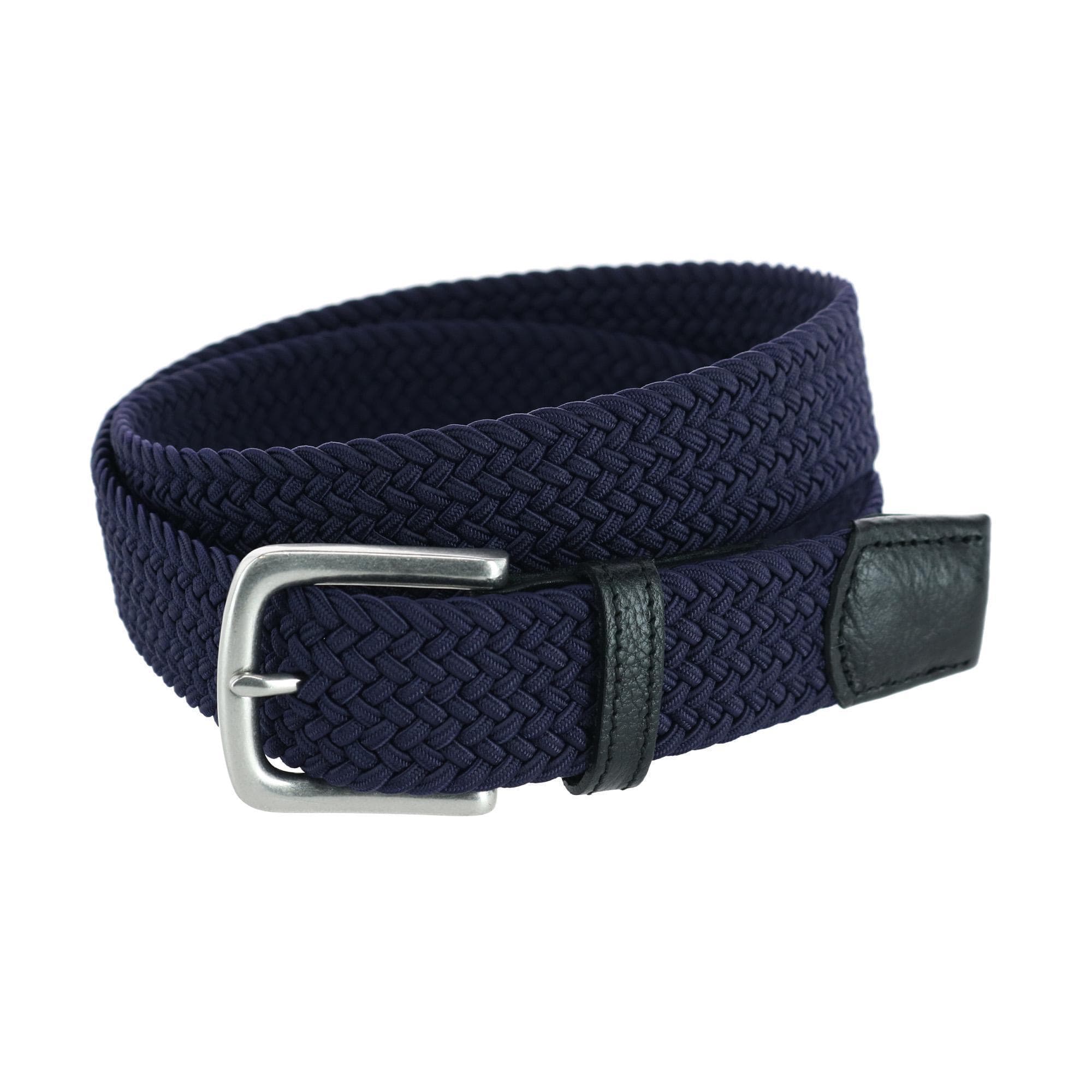 Trafalgar Men's Riverside Big and Tall Solid Stretch Weave Belt - Navy