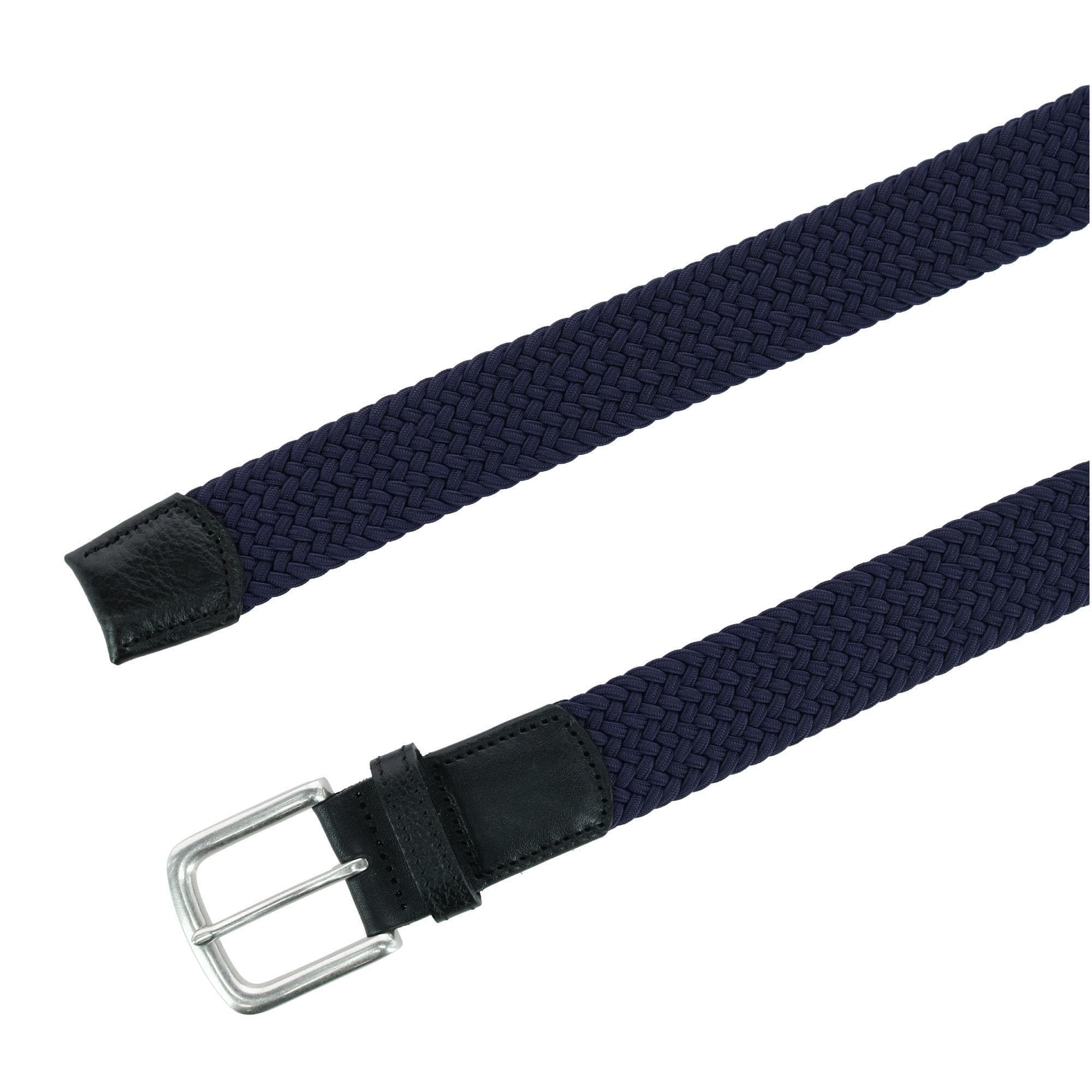 Trafalgar Men's Riverside Big and Tall Solid Stretch Weave Belt - Navy