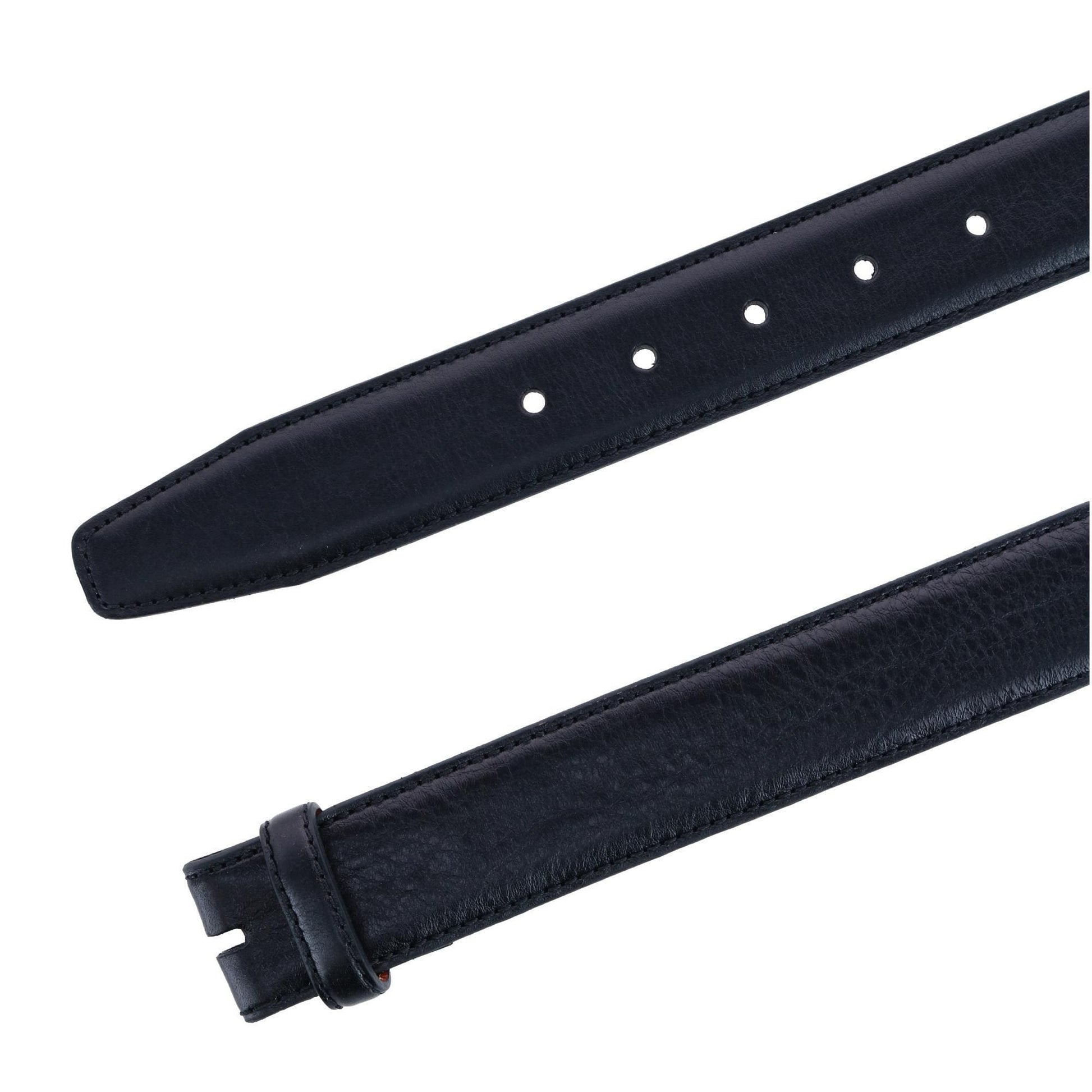 Trafalgar Men's Big & Tall Feather Edge Leather No Buckle Belt Strap - Black