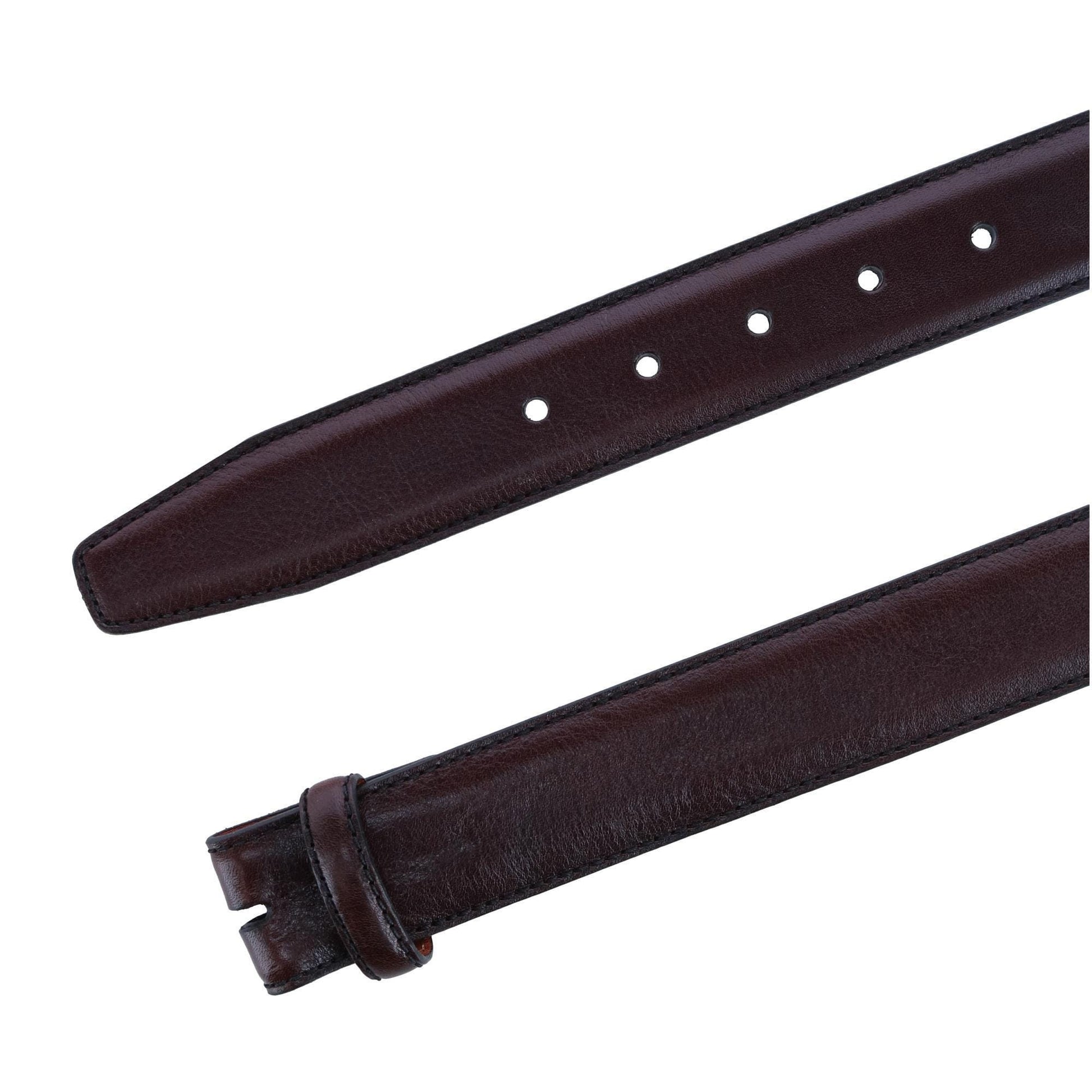 Trafalgar Men's Big & Tall Feather Edge Leather No Buckle Belt Strap - Brown
