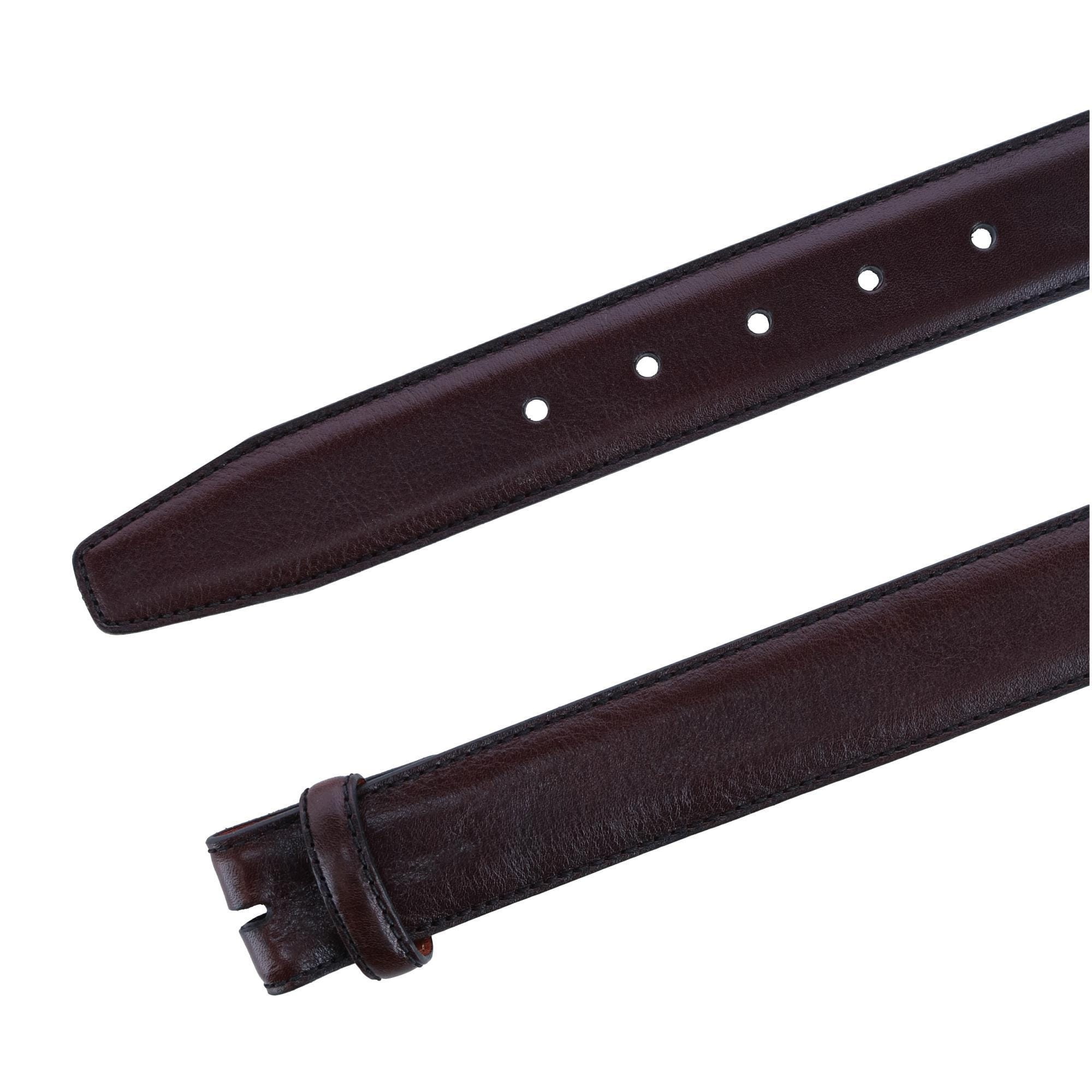 Trafalgar Men's Big & Tall Feather Edge Leather No Buckle Belt Strap - Brown