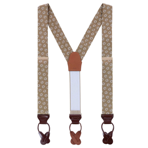 Men's Vert Circular Design Silk Button End Suspenders