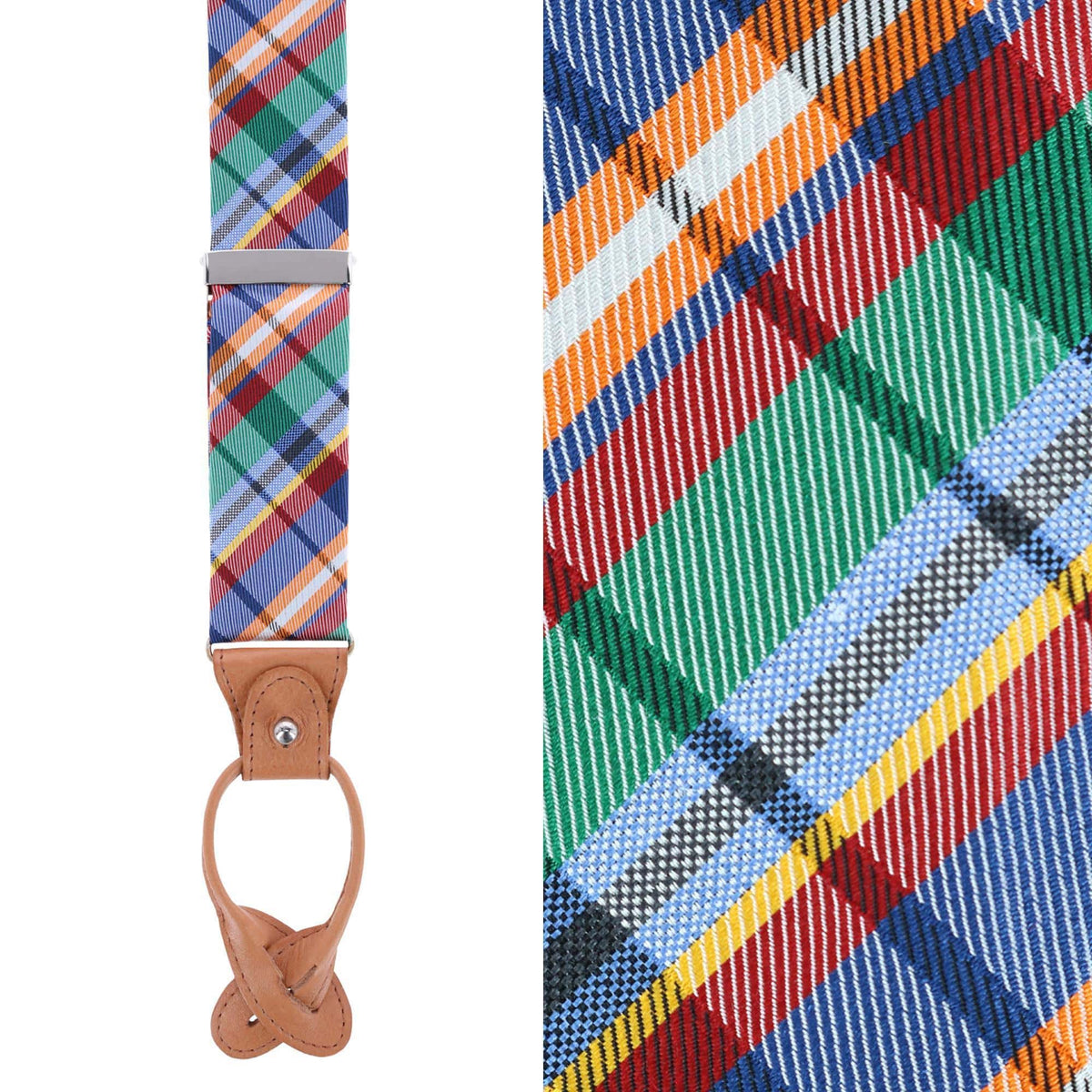 Trafalgar Men's Sherwood Plaid Silk Button End Suspenders - Multi