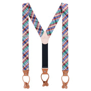 Men's Sherwood Plaid Silk Button End Suspenders