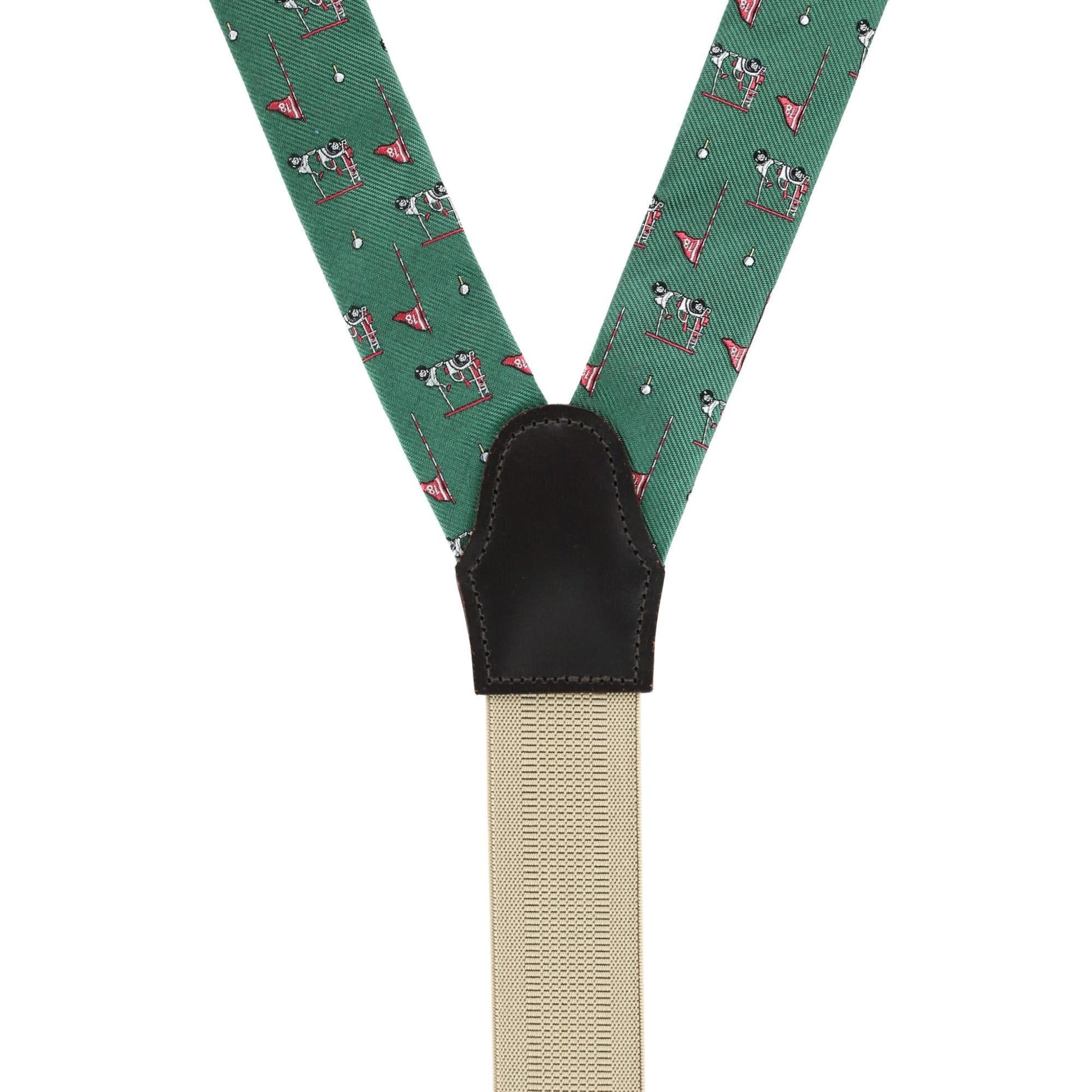 Trafalgar Men's The Golf Dream Silk Button End Suspenders - Green