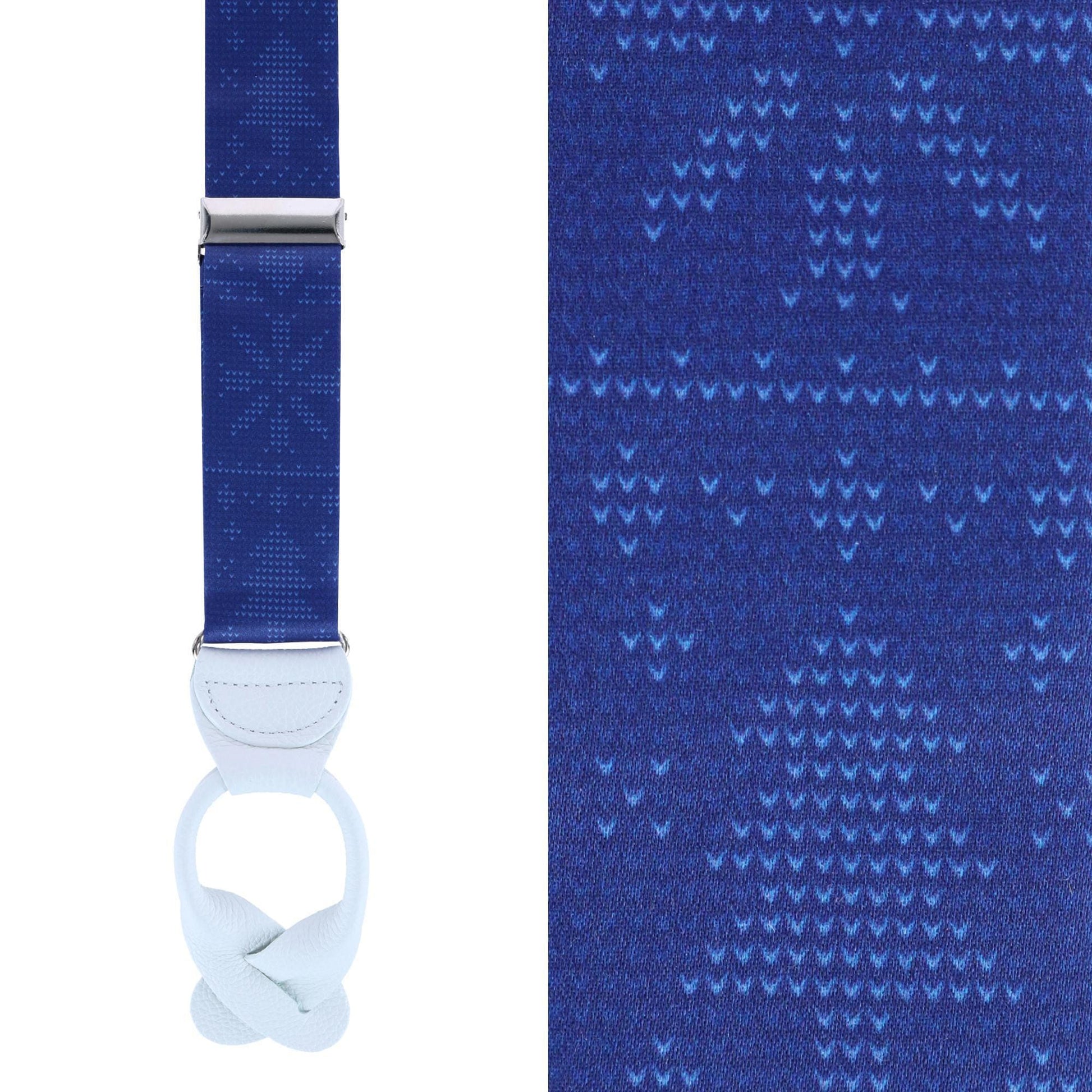 Trafalgar Men's Ugly Christmas Sweater Silk Button End Suspenders - Navy
