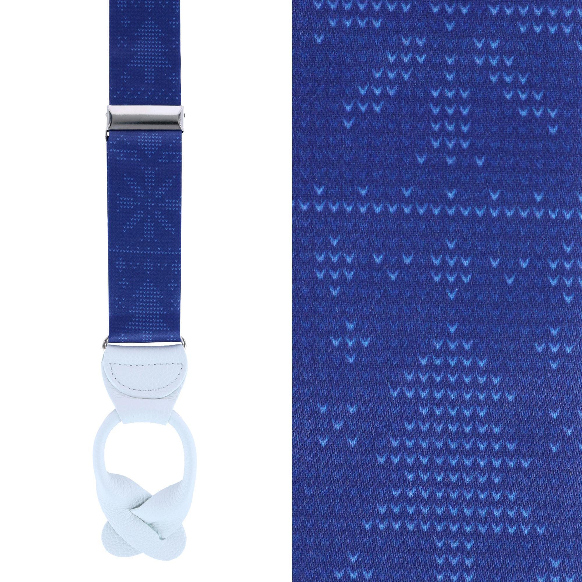 Trafalgar Men's Ugly Christmas Sweater Silk Button End Suspenders - Navy