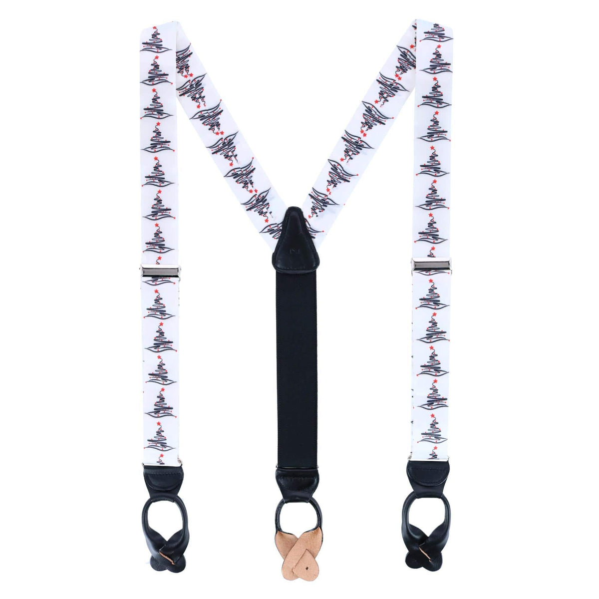 Trafalgar Men's McCallister Christmas Tree Silk Button End Suspenders - Men's McCallister Christmas Tree Silk Button End Suspenders