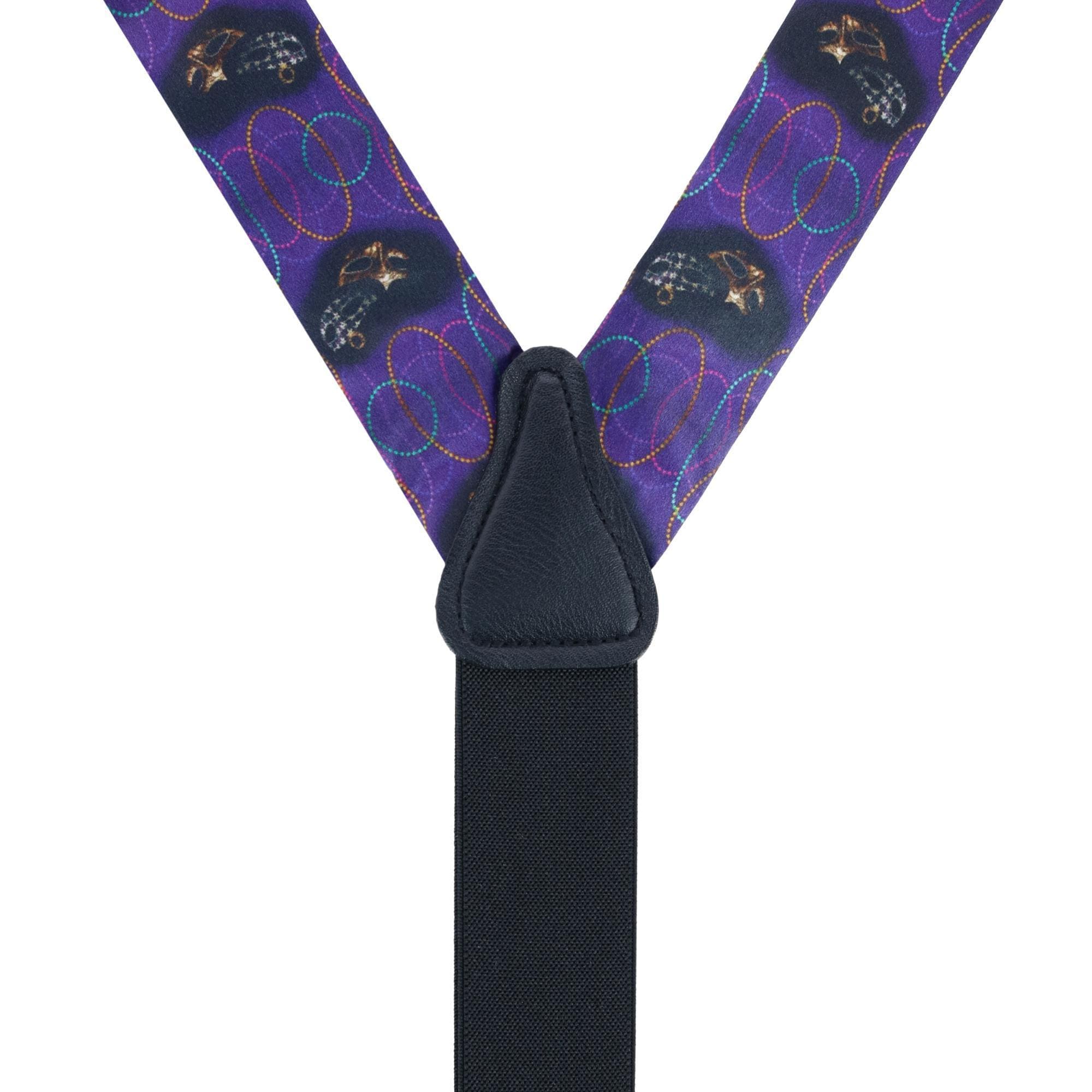 Trafalgar Men's Mardi Gras Celebration Silk Button End Suspenders - Purple