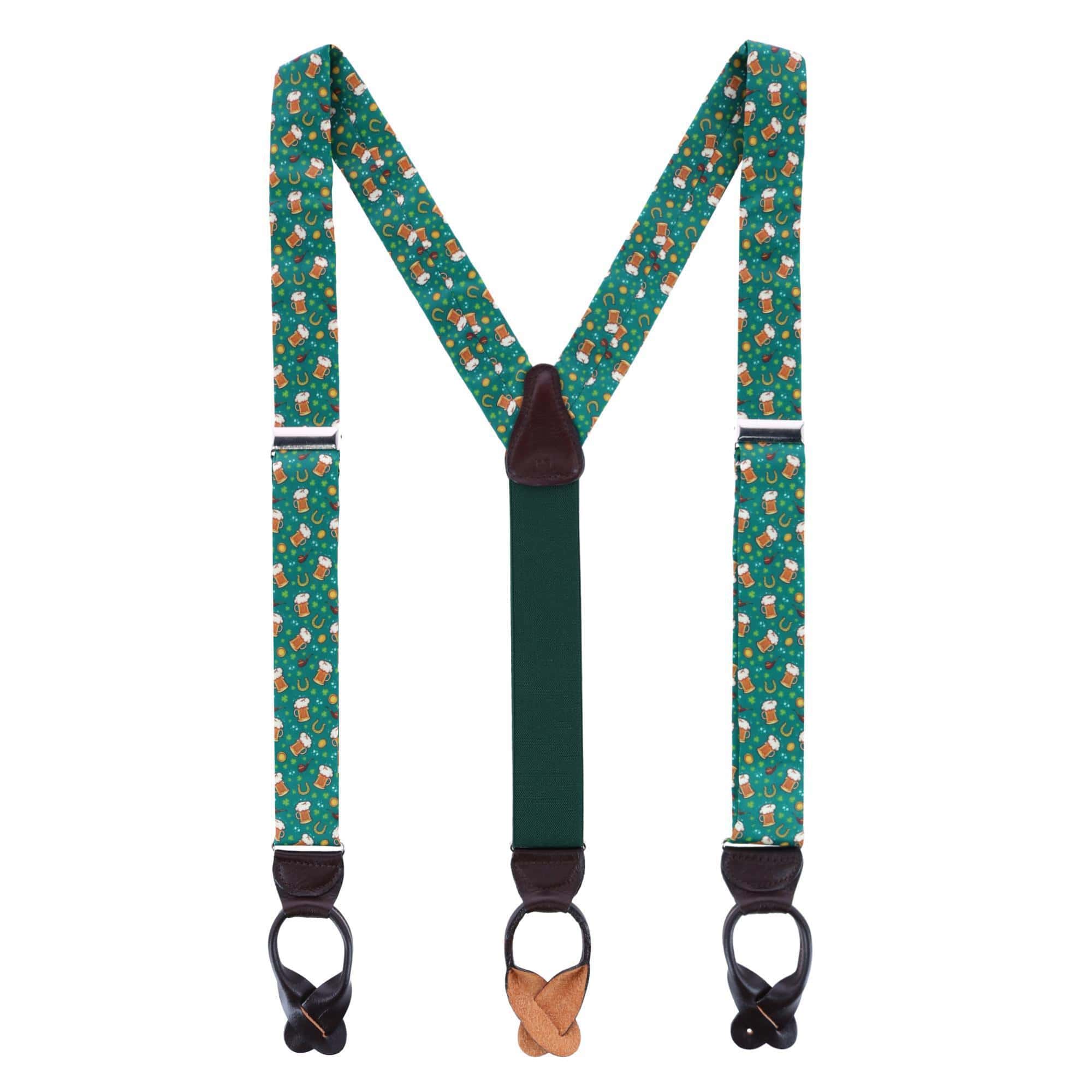 Trafalgar Men's Cheers to St. Patrick's Day Silk Button End Suspenders - Multi