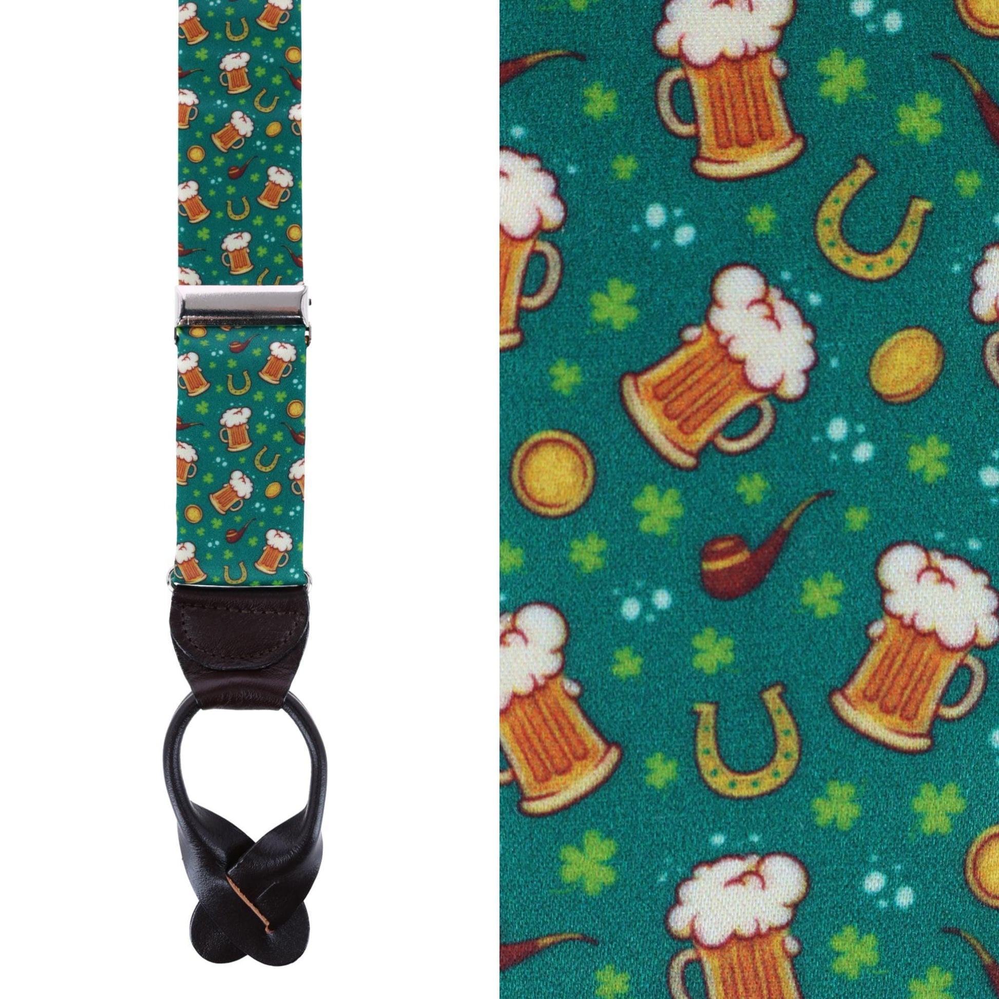 Trafalgar Men's Cheers to St. Patrick's Day Silk Button End Suspenders - Multi