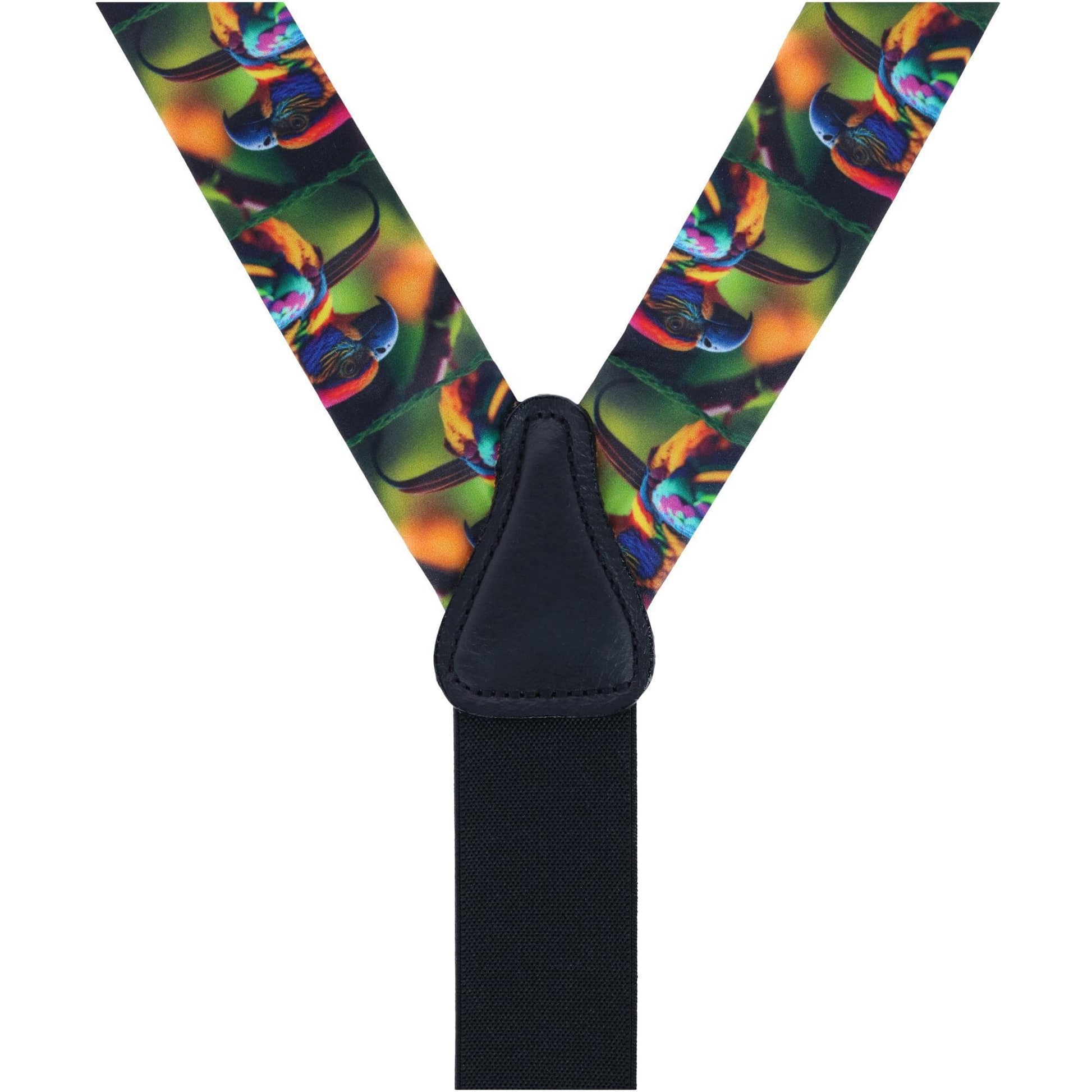 Trafalgar Men's Jungle Parrot Silk Button End Suspenders - Multi