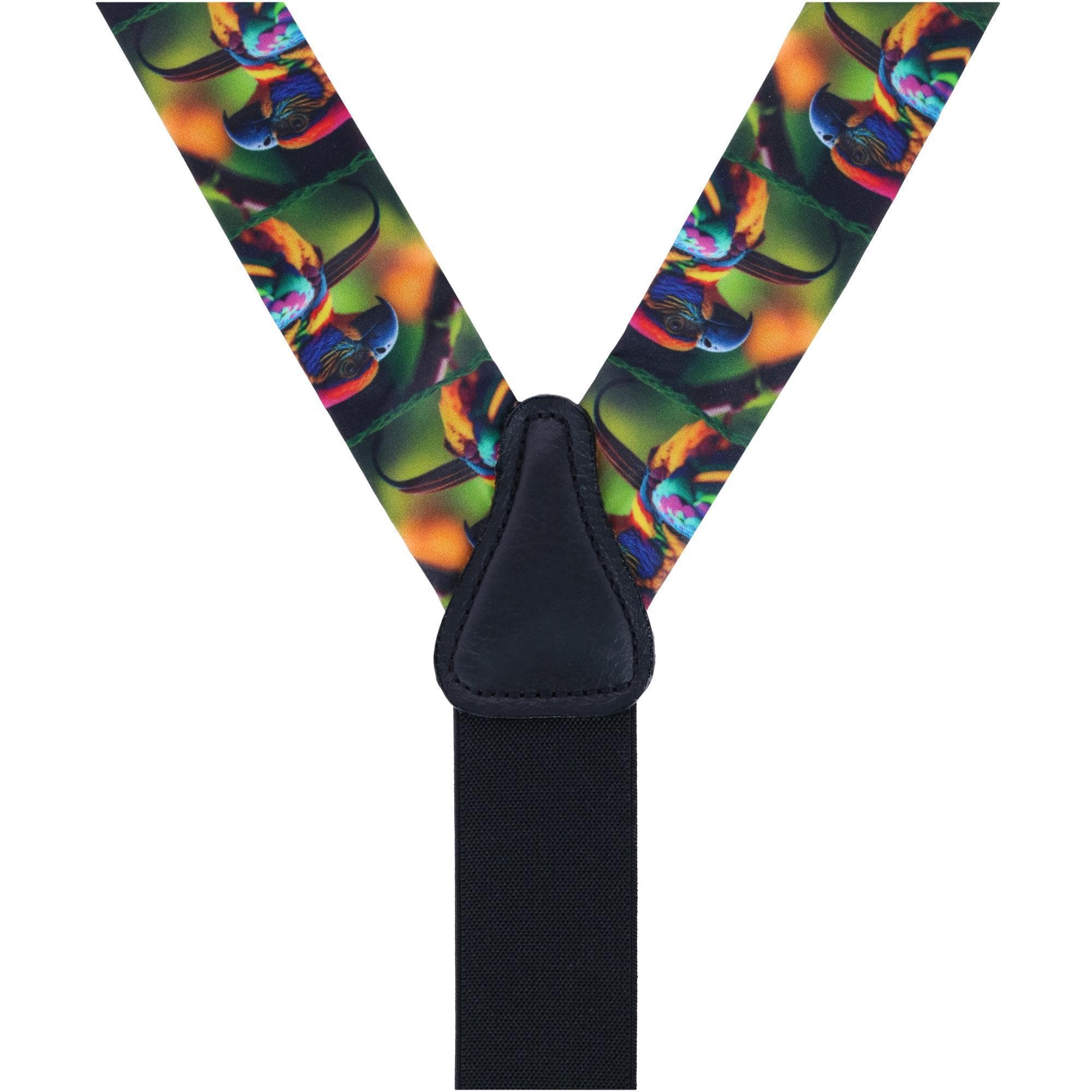 Trafalgar Men's Jungle Parrot Silk Button End Suspenders - Multi