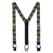 Men's Jungle Parrot Silk Button End Suspenders