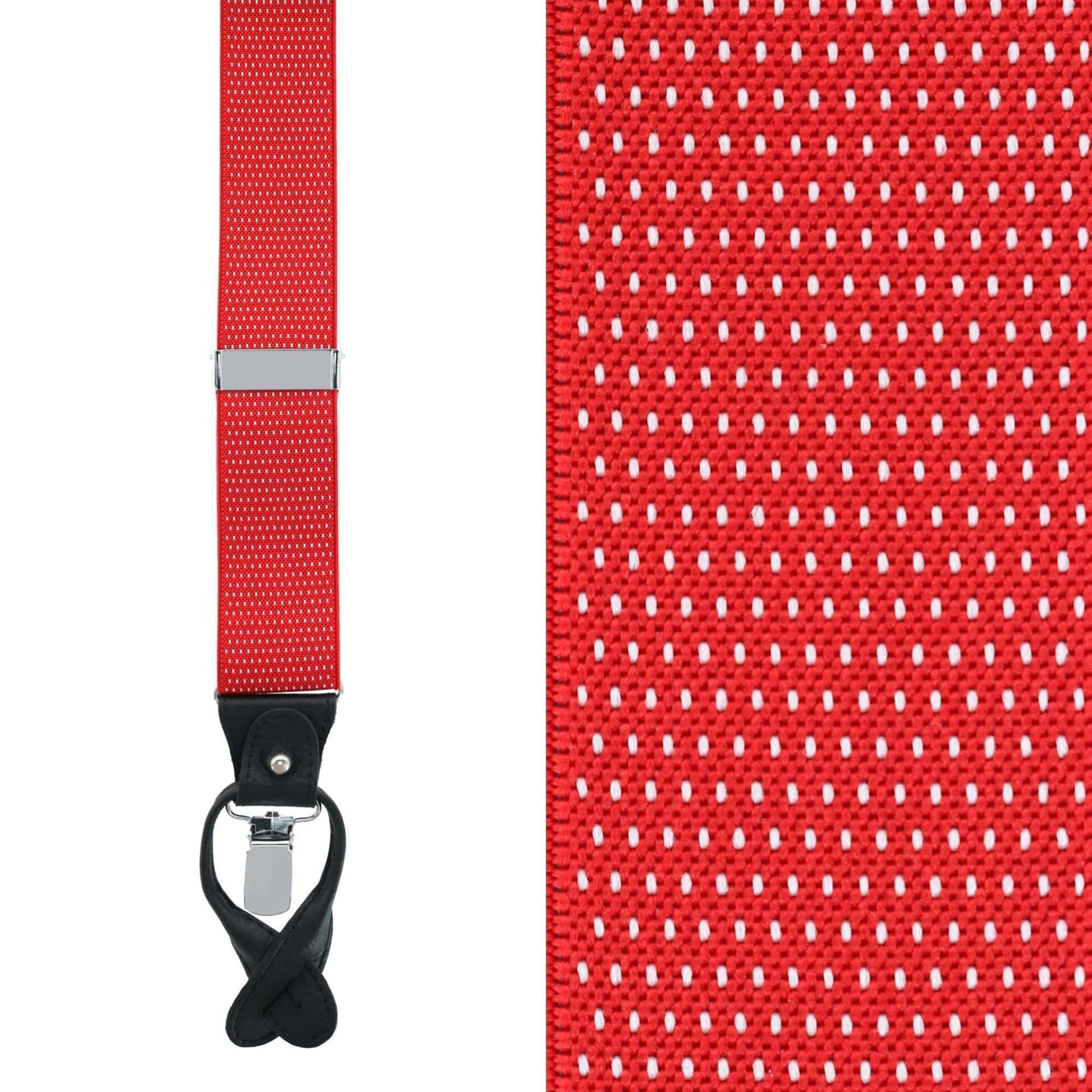 Trafalgar Men's Napier Elastic Convertible End Suspenders - Red