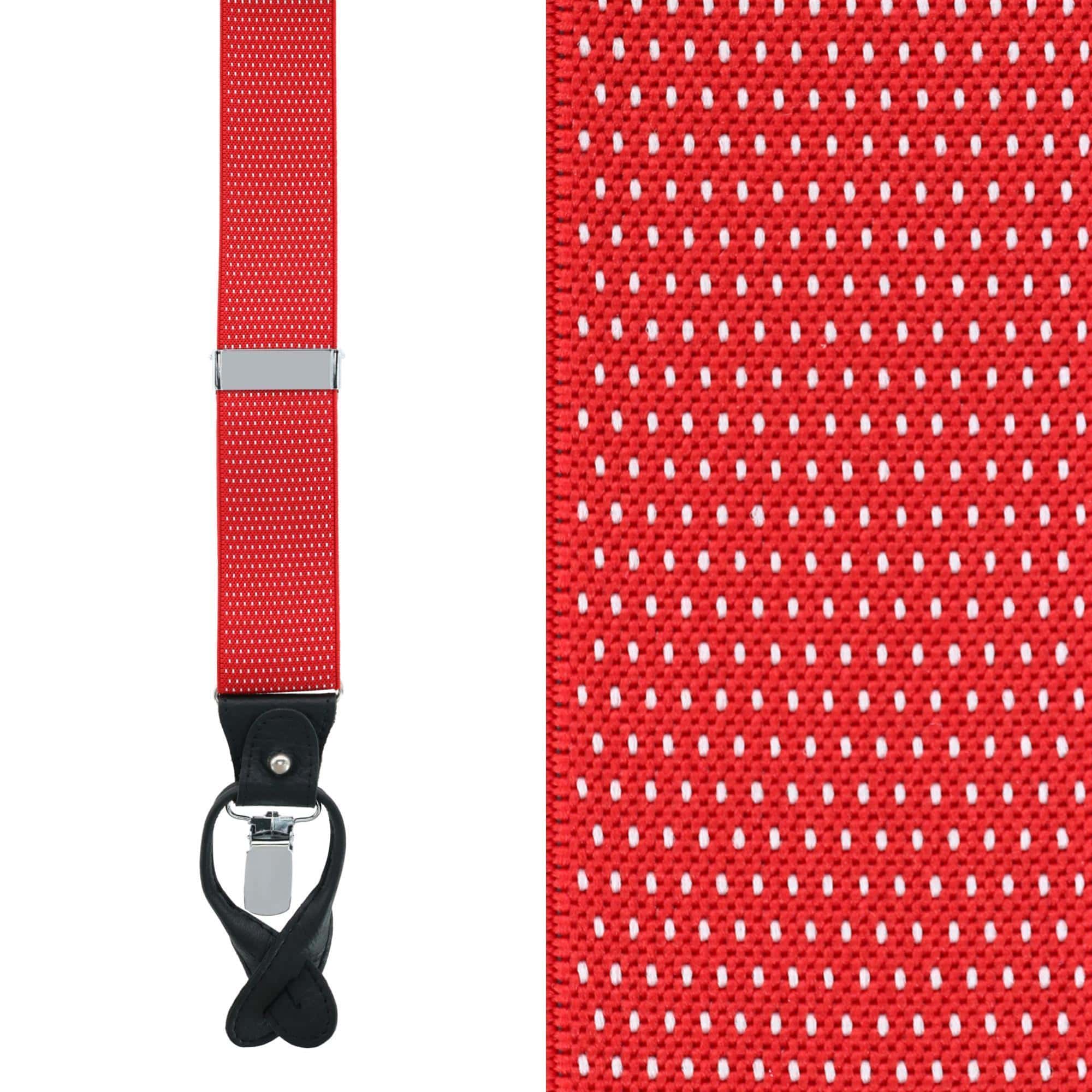 Trafalgar Men's Napier Elastic Convertible End Suspenders - Red