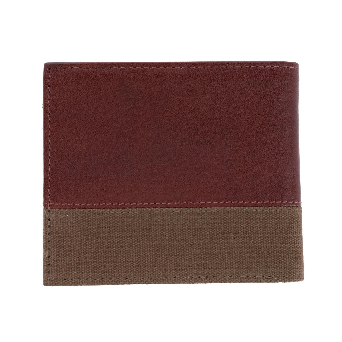 Trafalgar Men's Charing Cross RFID Leather & Canvas Bifold Wallet - Brown Leather and Olive Canvas