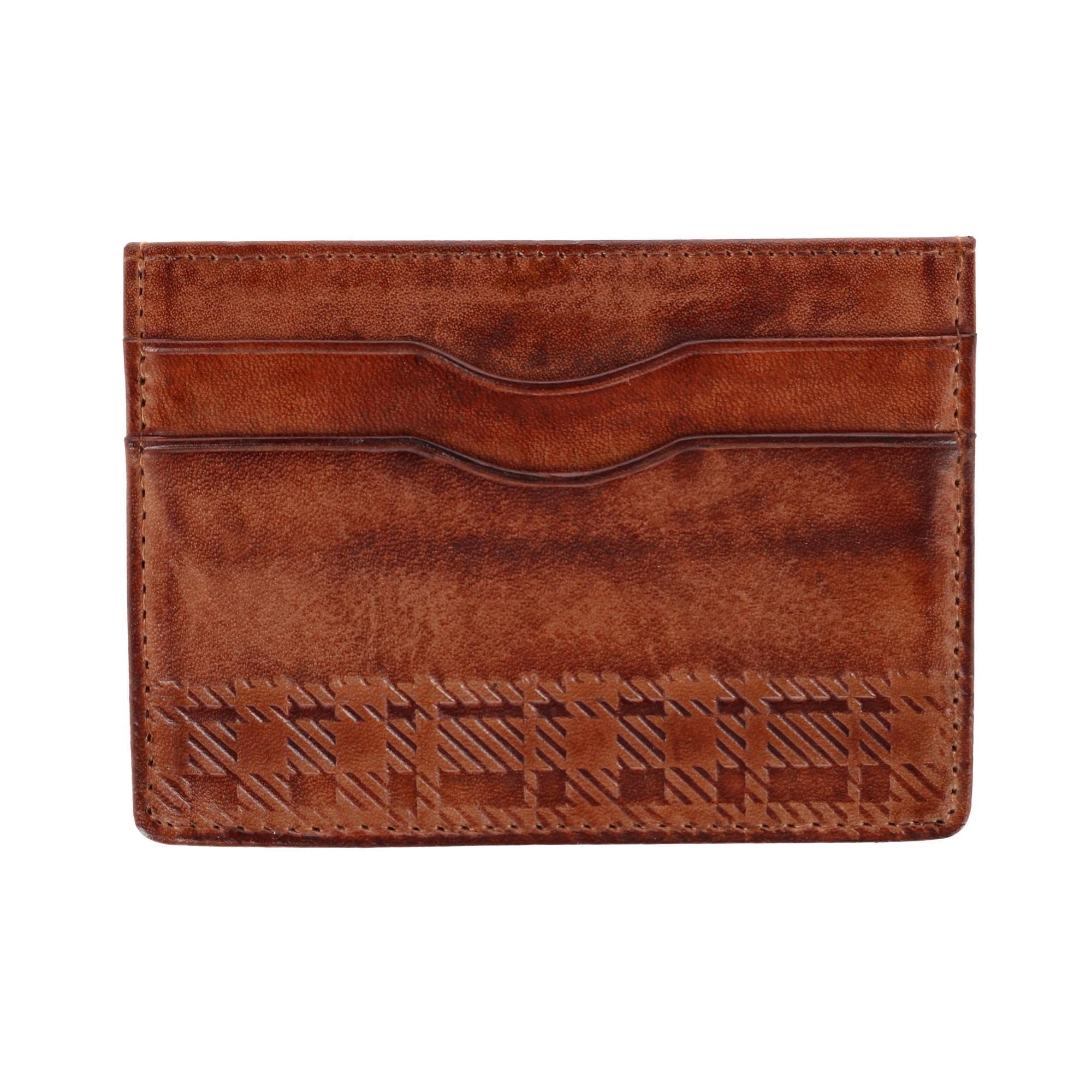 Trafalgar Men's Caelen Plaid Embossed RFID Leather Card Case - Men's Caelen Plaid Embossed RFID Leather Card Case