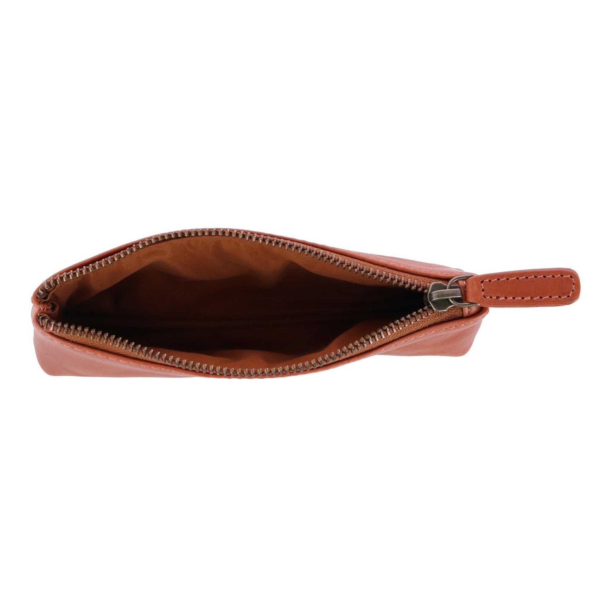 Trafalgar Sergio Leather Multimedia Elongated Zip Pouch - Tan