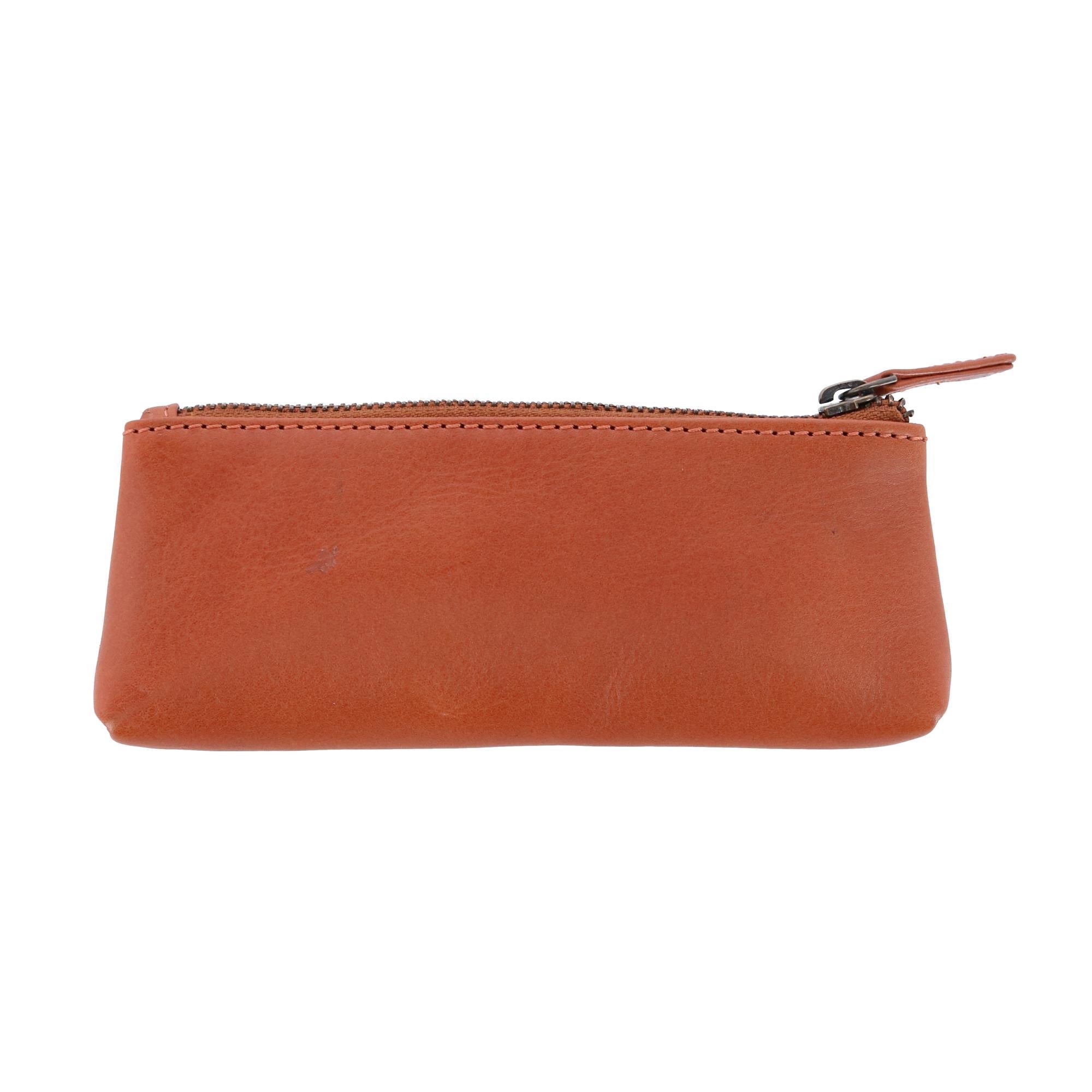 Trafalgar Sergio Leather Multimedia Elongated Zip Pouch - Tan