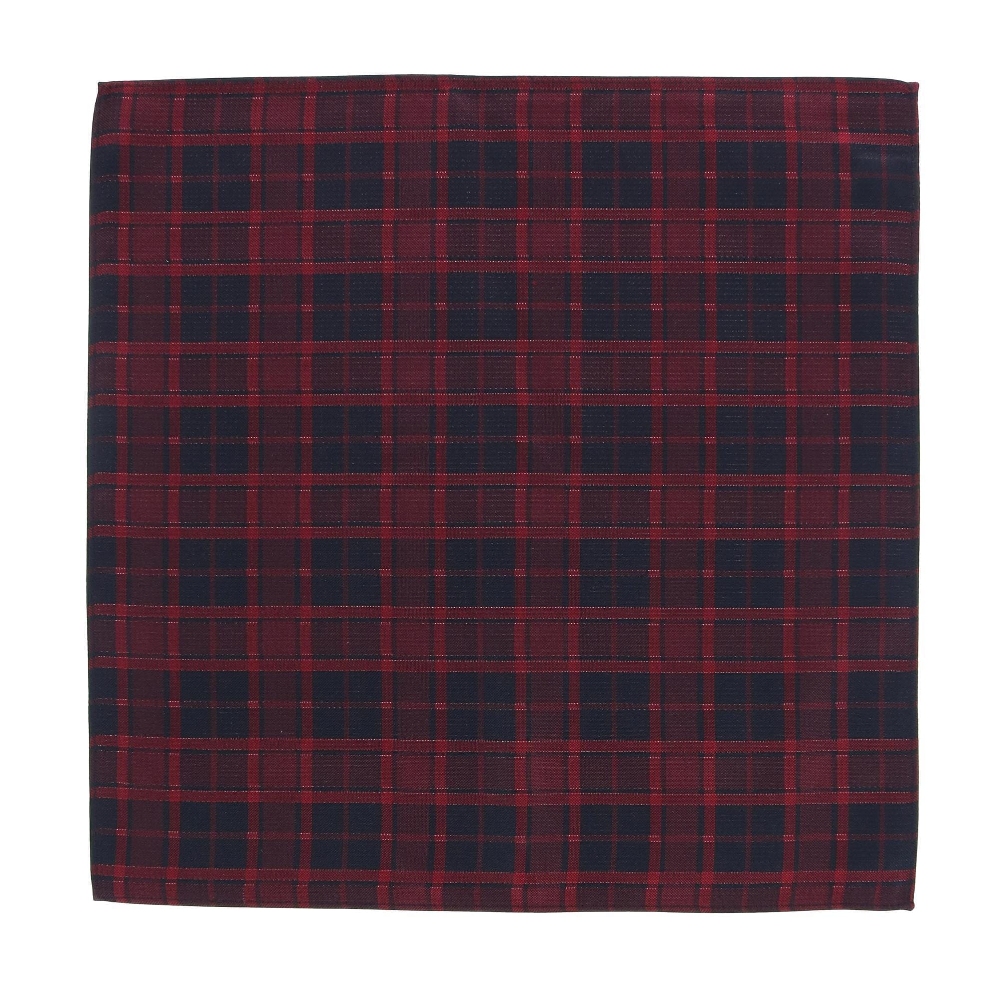 Trafalgar Kincade Red Blackwatch Plaid Silk Pocket Square - Red
