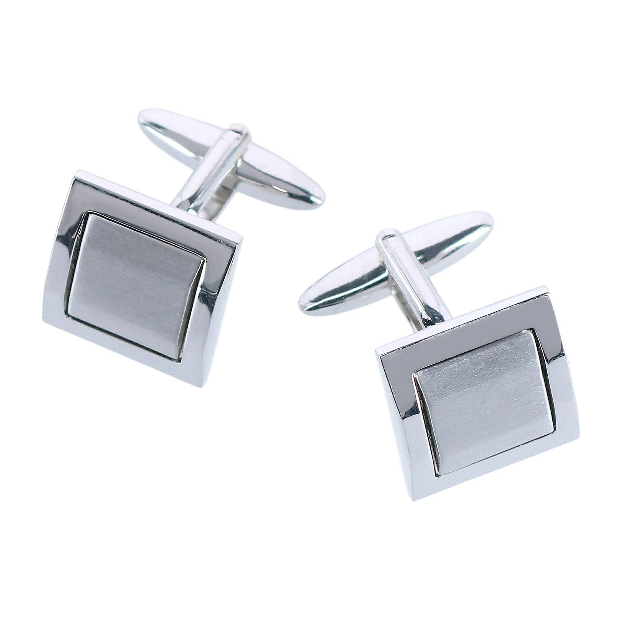 Trafalgar Plaza Square Rhodium Over Brass Set (Cufflinks & Tuxedo Studs) - Silver