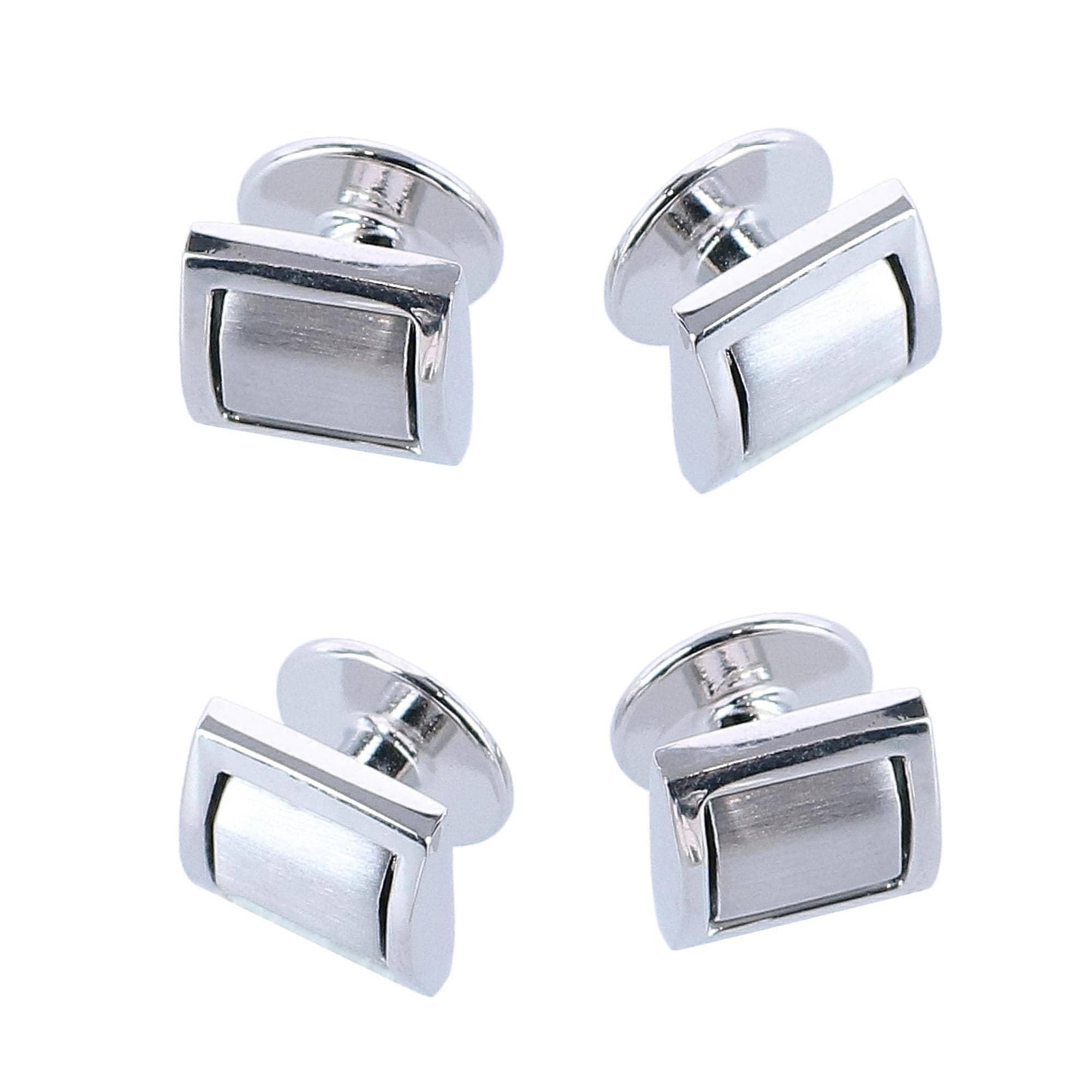 Trafalgar Plaza Square Rhodium Over Brass Set (Cufflinks & Tuxedo Studs) - Silver