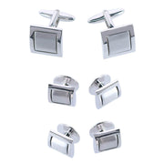 Plaza Square Rhodium Over Brass Set (Cufflinks & Tuxedo Studs)