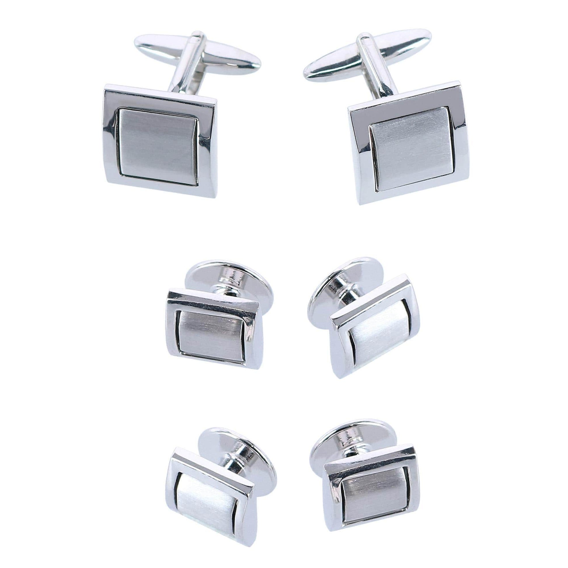 Trafalgar Plaza Square Rhodium Over Brass Set (Cufflinks & Tuxedo Studs) - Plaza Square Rhodium Over Brass Set (Cufflinks & Tuxedo Studs)