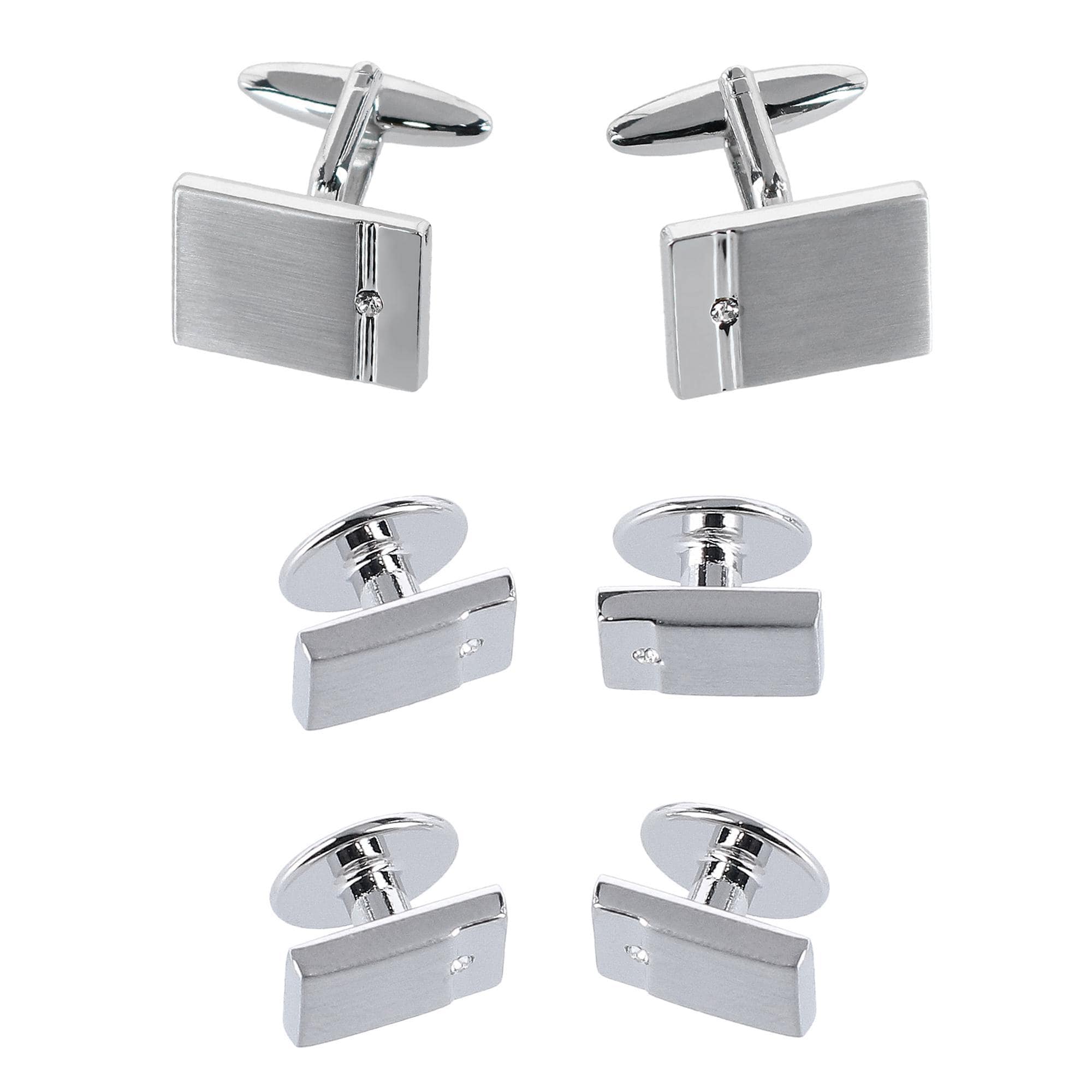 Trafalgar Kingsley Rhodium w Czech Crystal Set (Cufflinks & Tuxedo Studs)