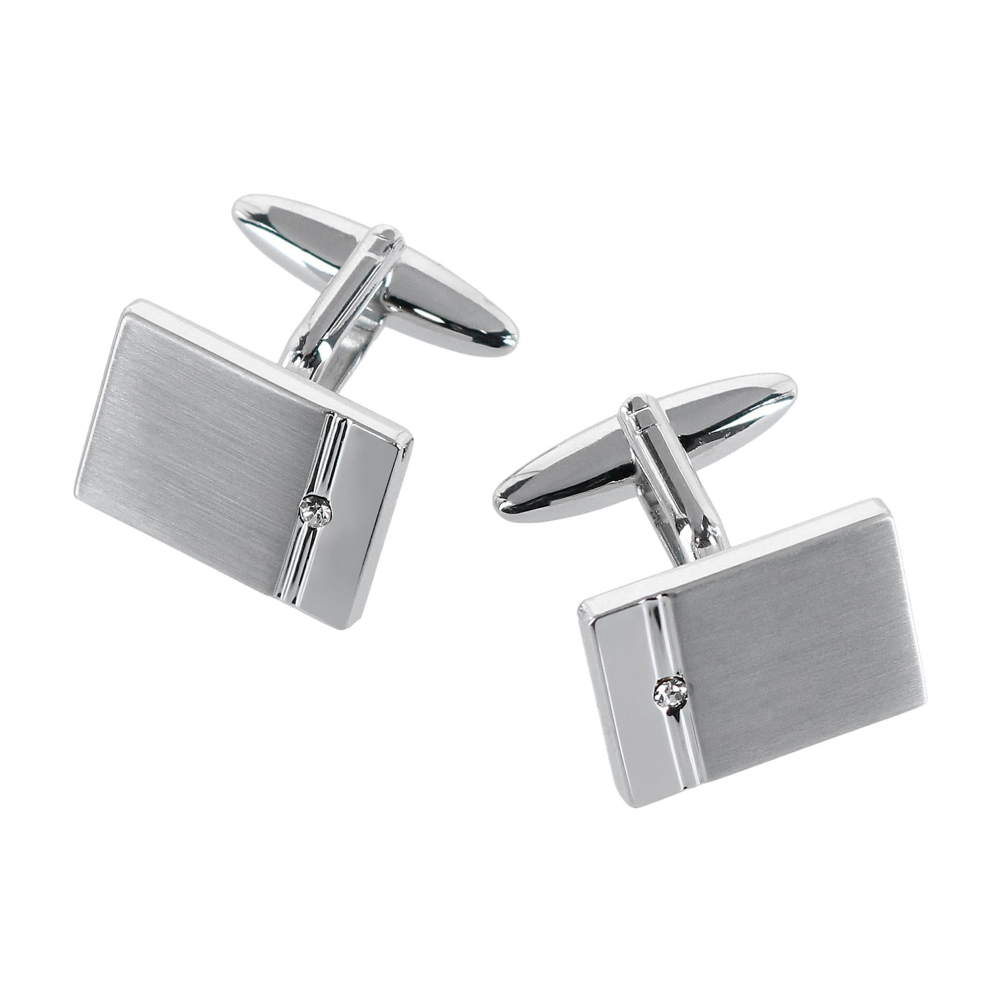 Trafalgar Kingsley Rhodium w Czech Crystal Set (Cufflinks & Tuxedo Studs) - Silver
