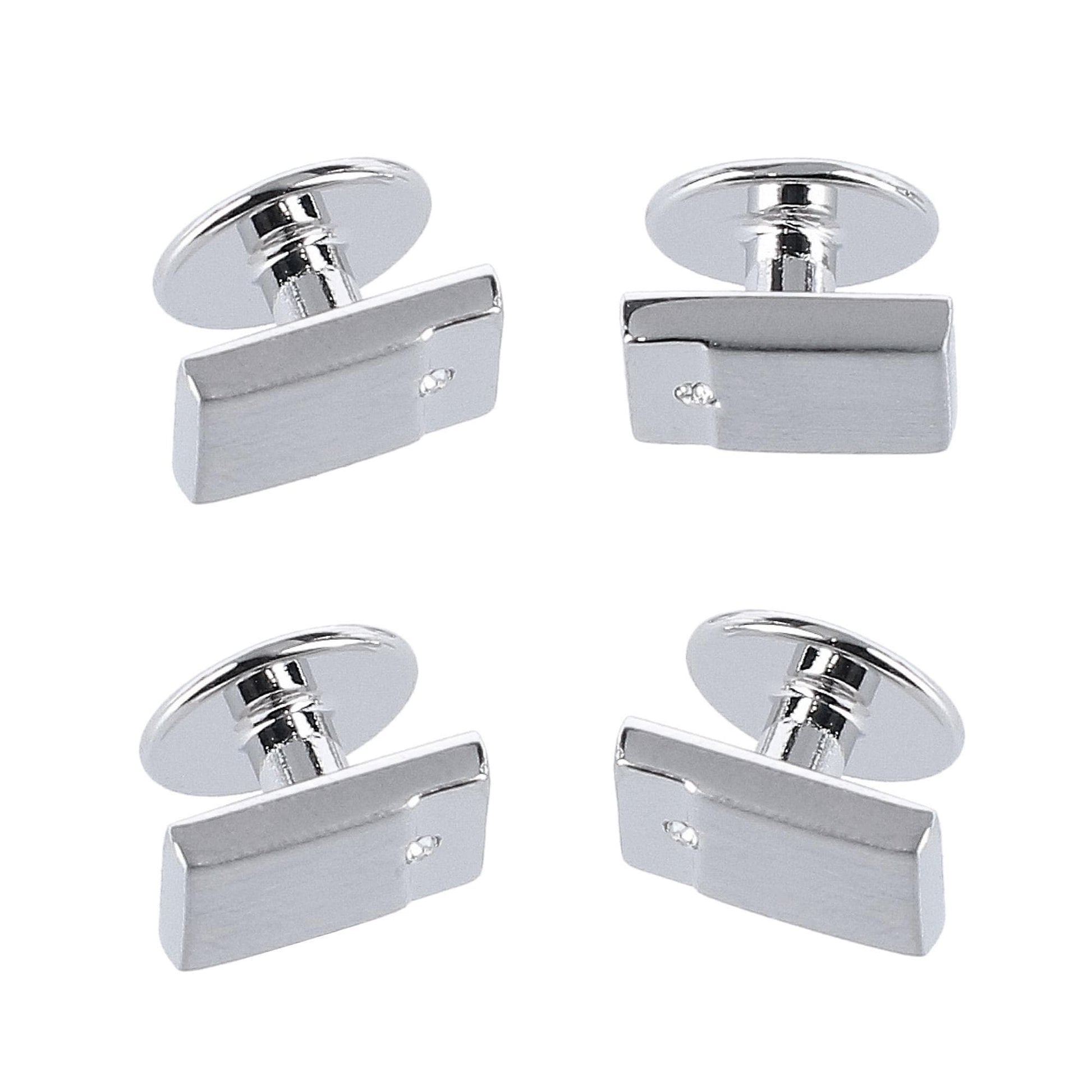 Trafalgar Kingsley Rhodium w Czech Crystal Set (Cufflinks & Tuxedo Studs) - Silver