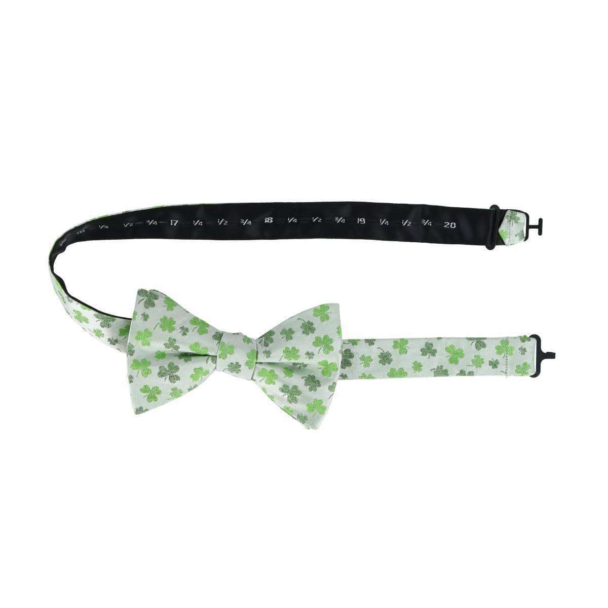 Trafalgar White Shamrock Novelty Silk Bow Tie - White