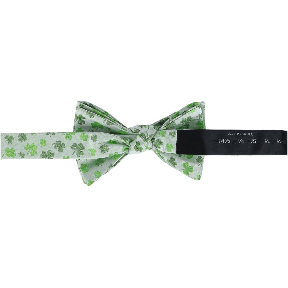 Trafalgar White Shamrock Novelty Silk Bow Tie - White