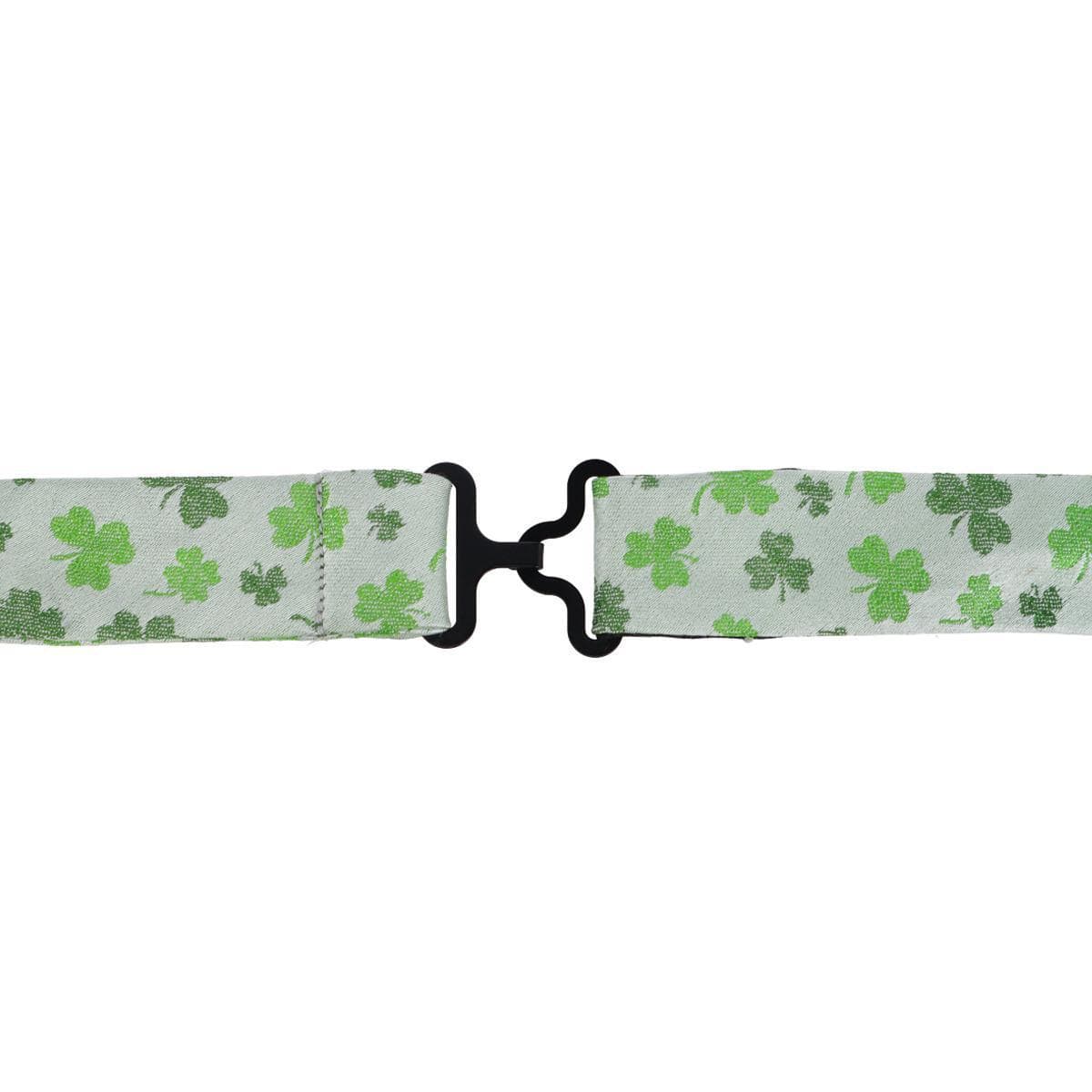 Trafalgar White Shamrock Novelty Silk Bow Tie - White