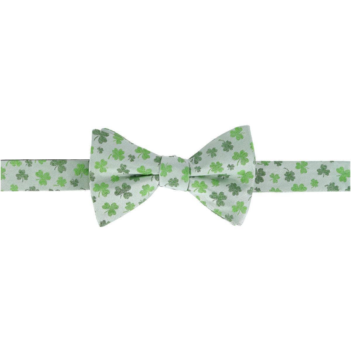 Trafalgar White Shamrock Novelty Silk Bow Tie - White Shamrock Novelty Silk Bow Tie