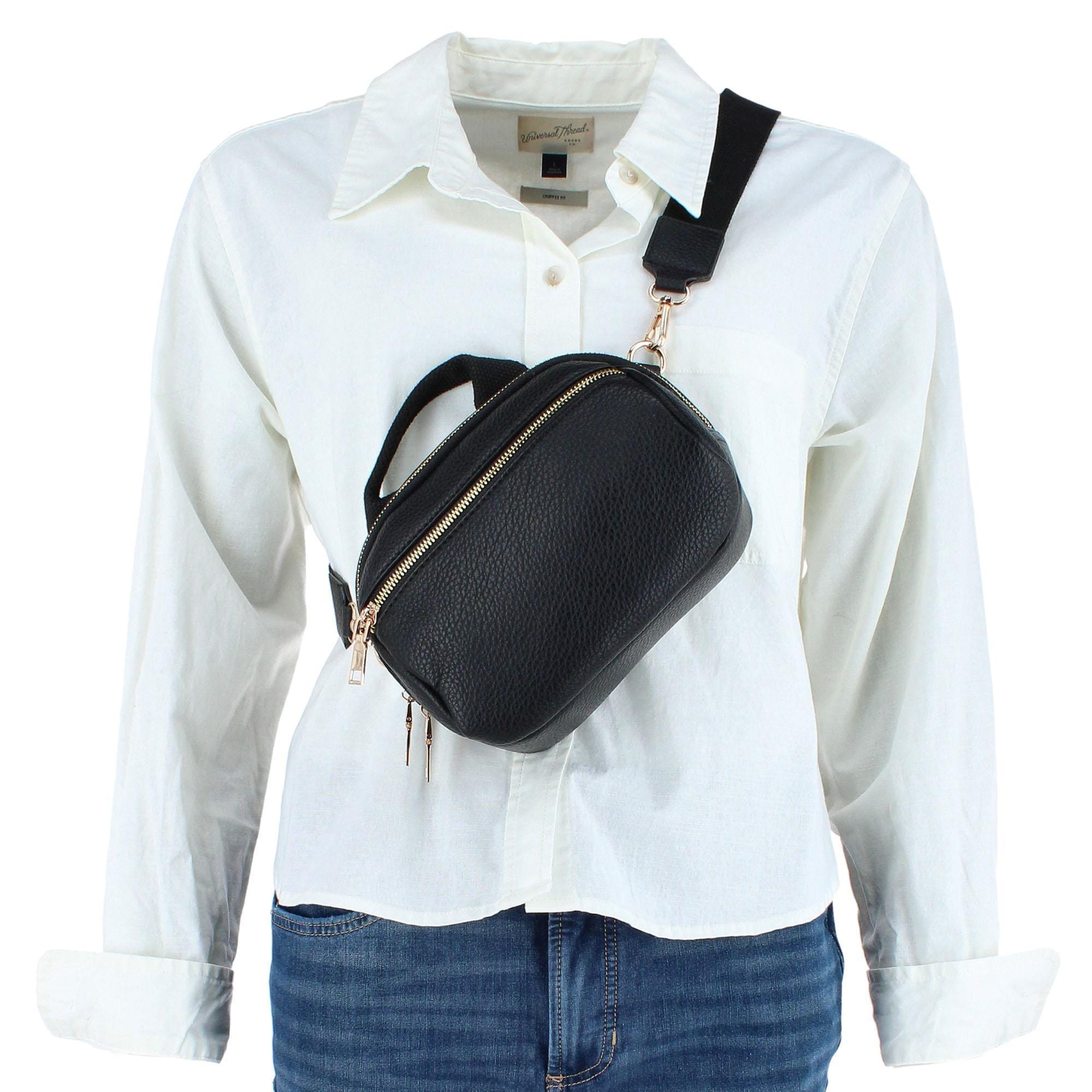 CTM® Women's Top Handle Interchangeable Belt Bag - Black
