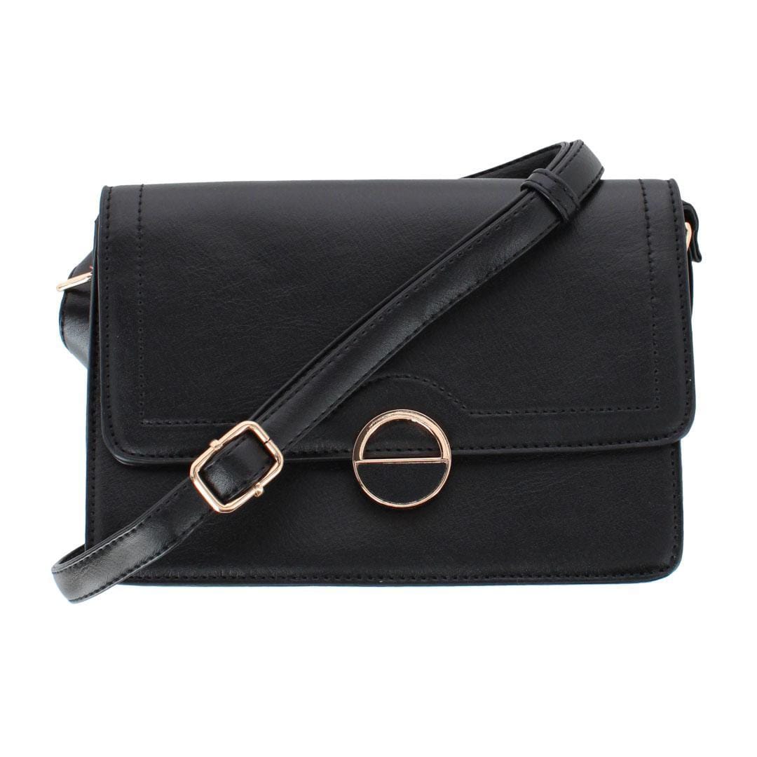 CTM® Women's Synthetic Leather Adjustable Crossbody with Flap Closure