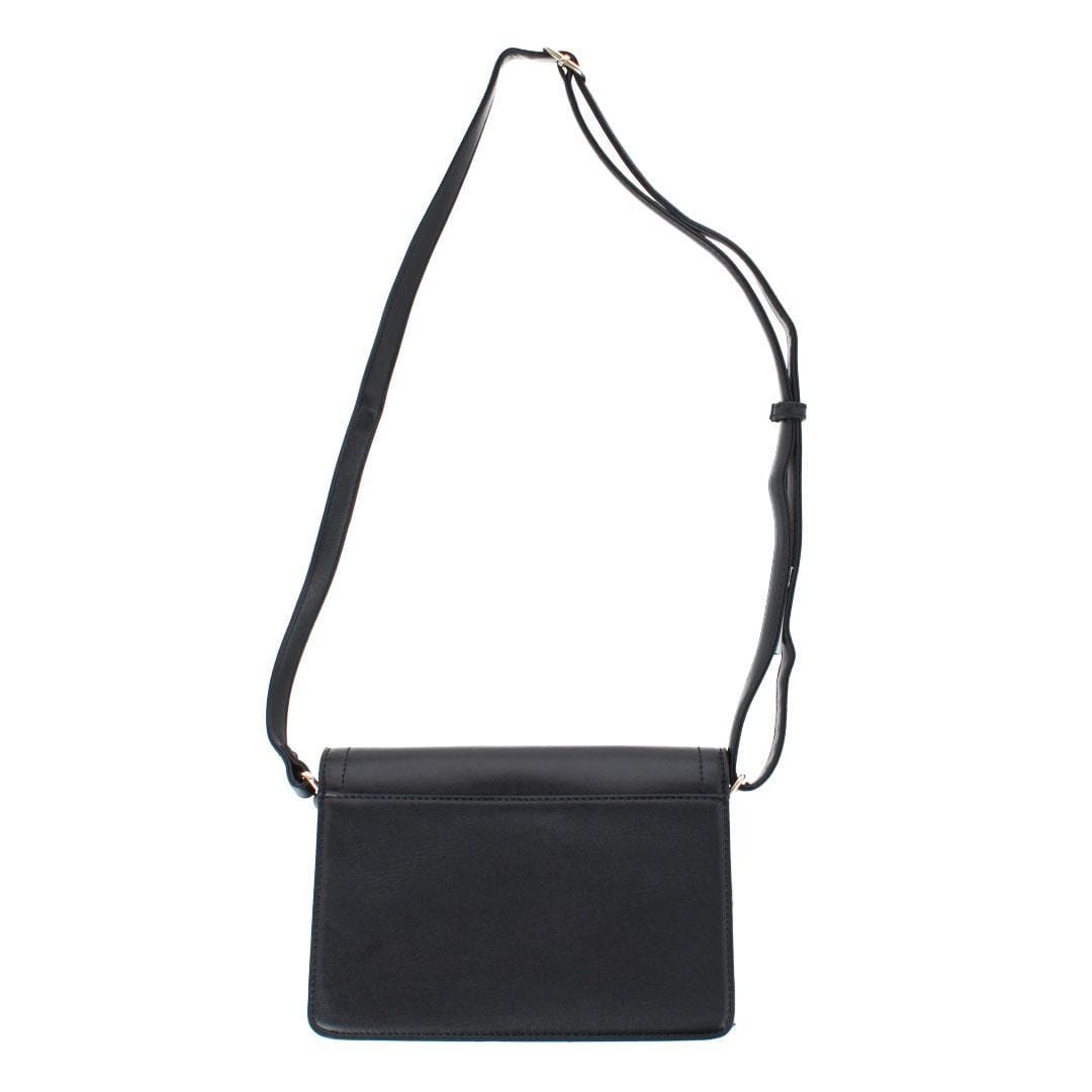 CTM® Women's Synthetic Leather Adjustable Crossbody with Flap Closure - Black