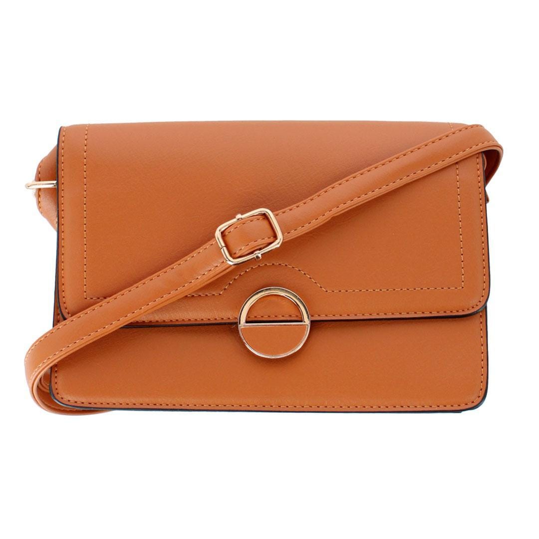 CTM® Women's Synthetic Leather Adjustable Crossbody with Flap Closure - Women's Synthetic Leather Adjustable Crossbody with Flap Closure