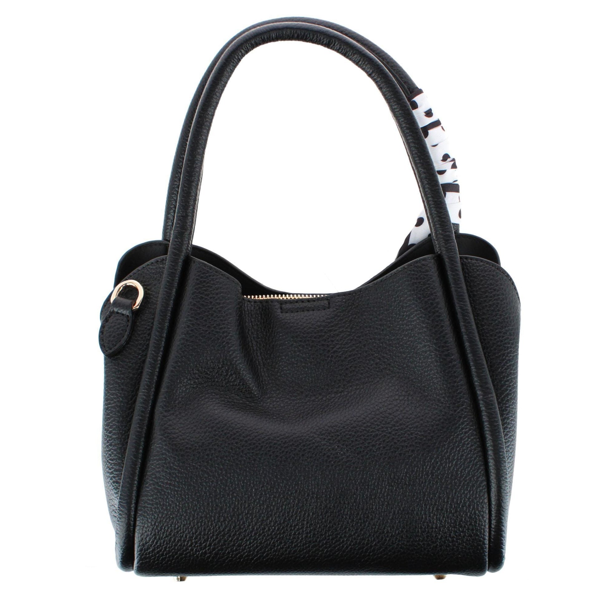 CTM® Women's Synthetic Leather Shoulder Handbag with Coordinating Scarf - Black